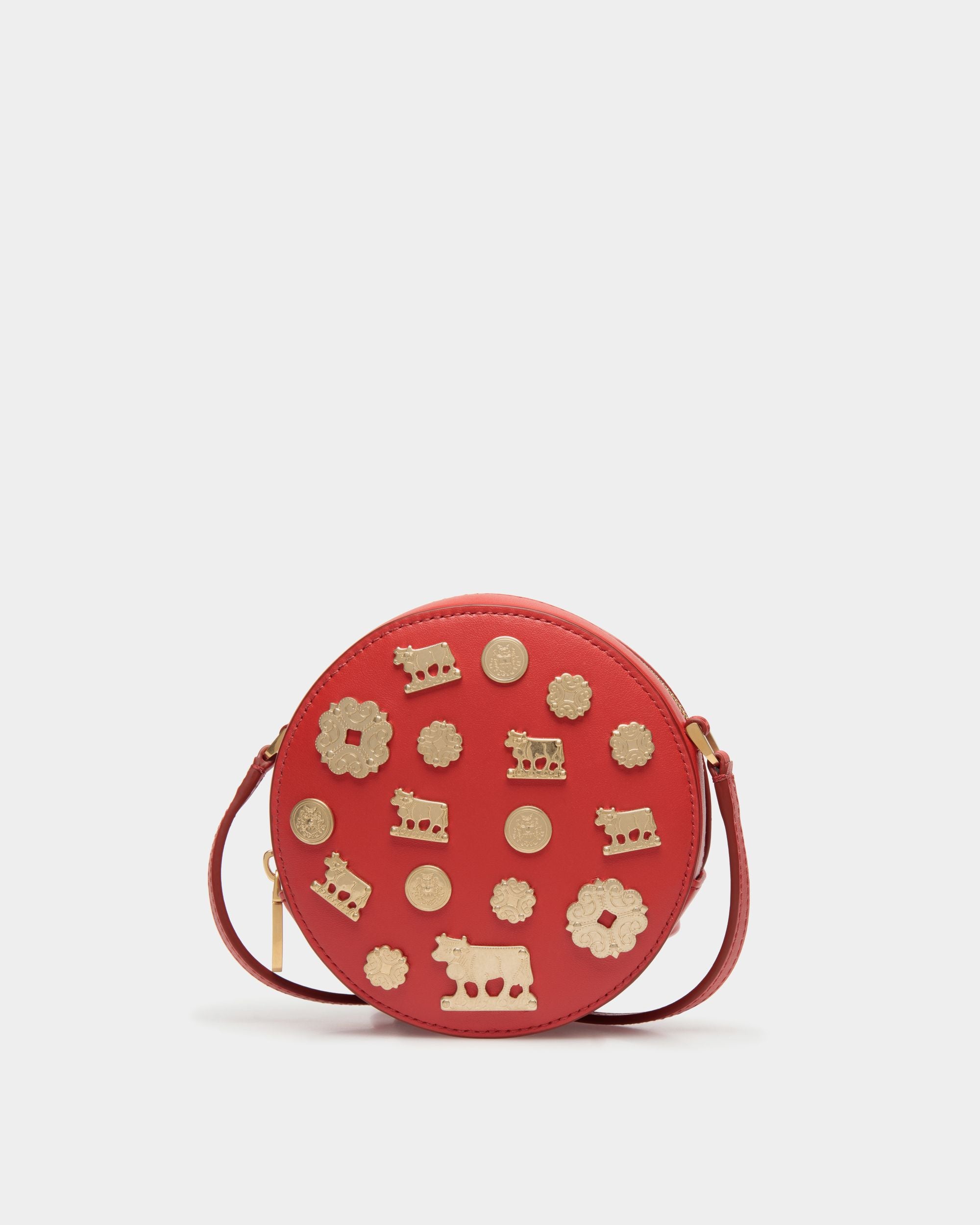 Mini Sac Rond Swissness Avec Clous En Cuir Candy Red - Femme - Bally - 01