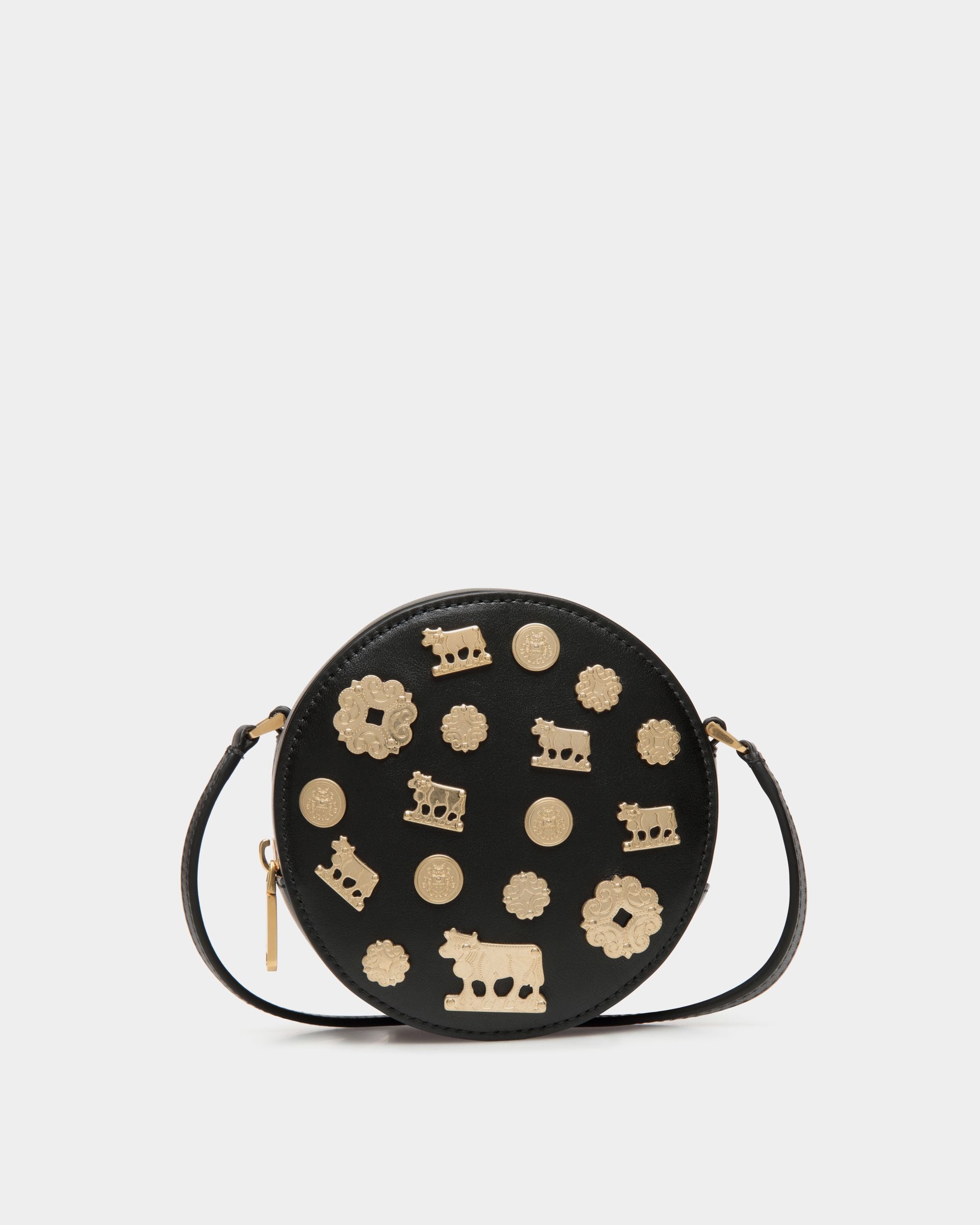 Swissness Round Minibag With Studs In Black Leather - Women's - Bally - 01