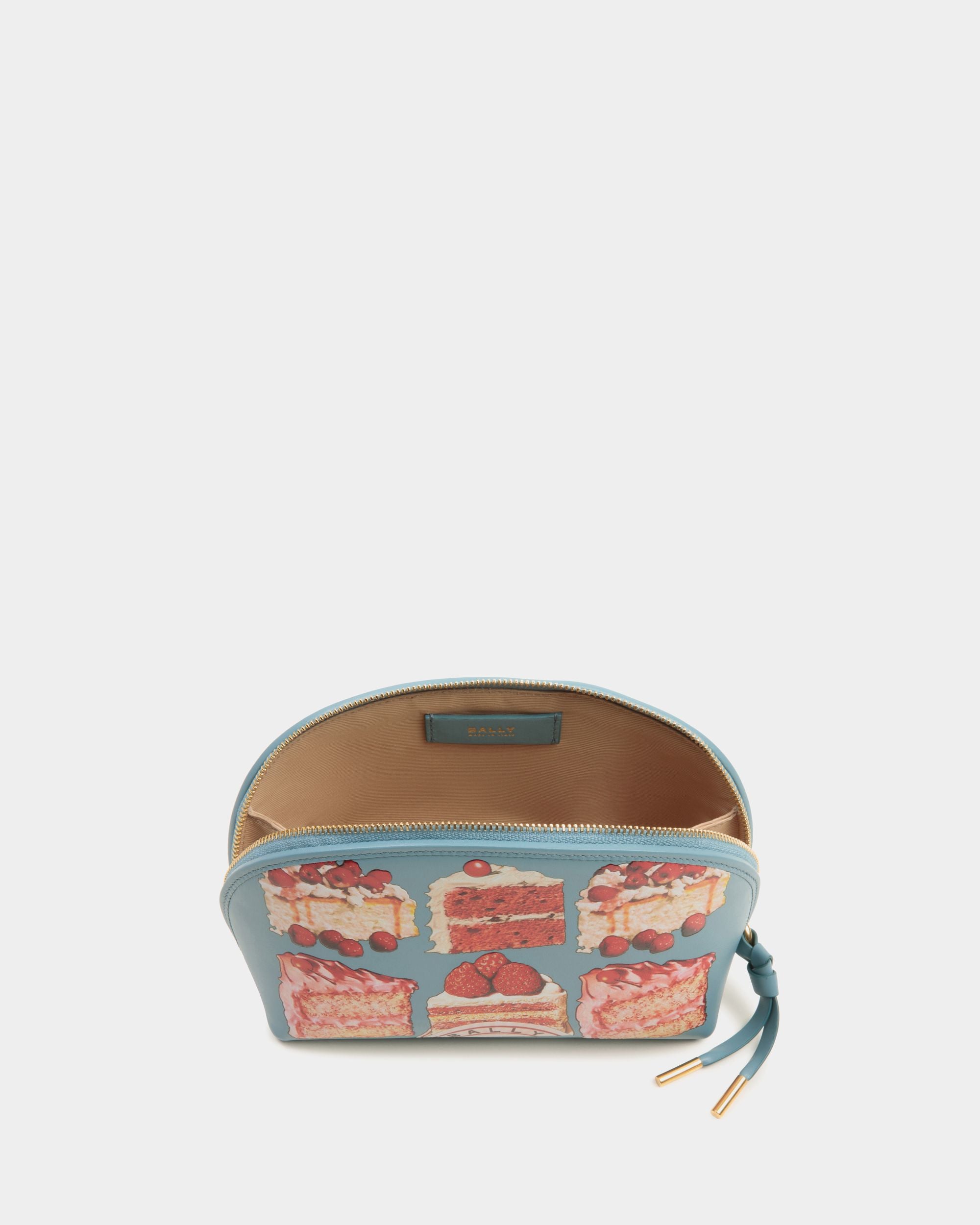 Bolso Pouch De Piel Medium Blue Con Estampado Bally Cake - Mujer - Bally - 03