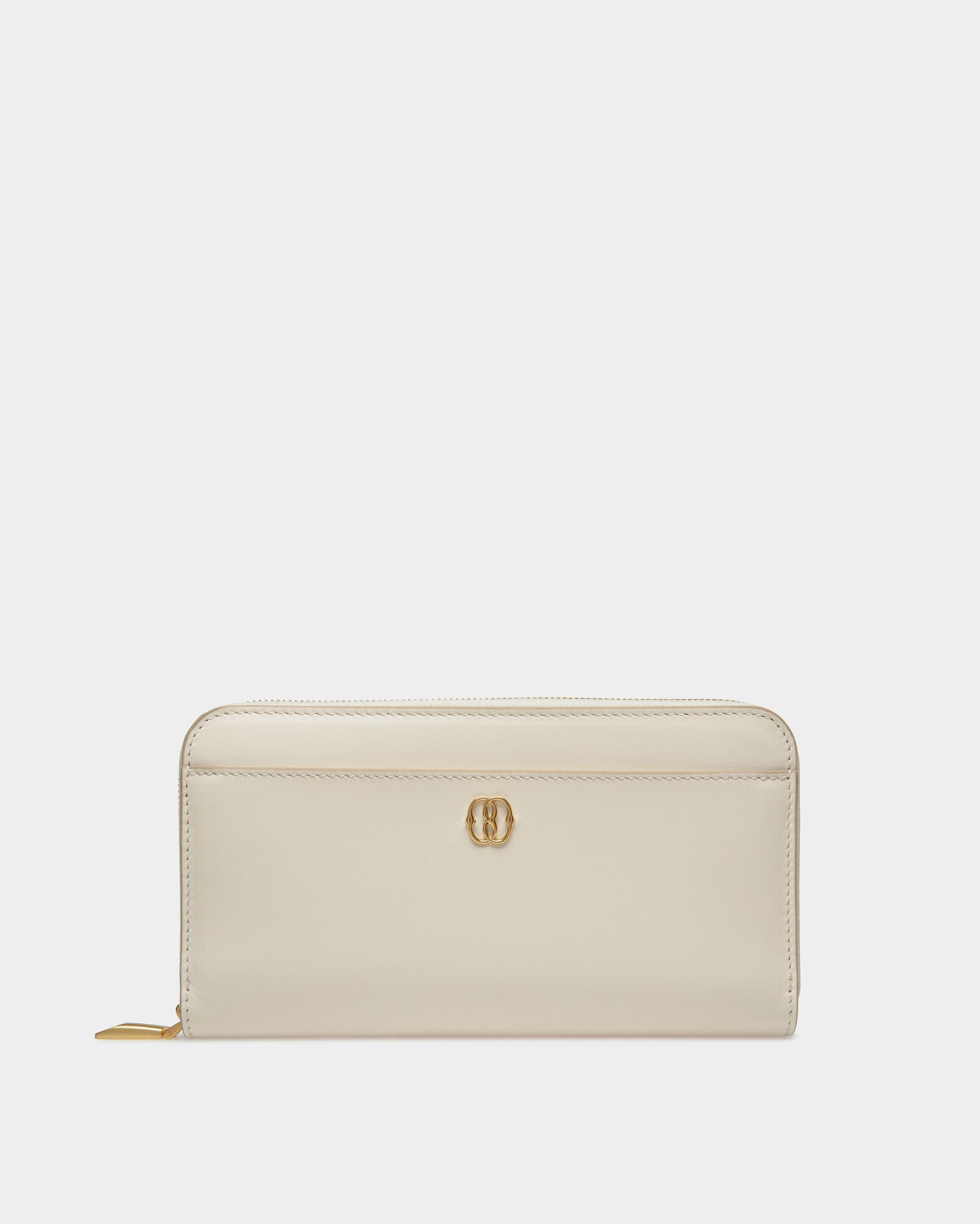 Lange Emblem Brieftasche Aus Leder In Weiß - Damen - Bally - 01