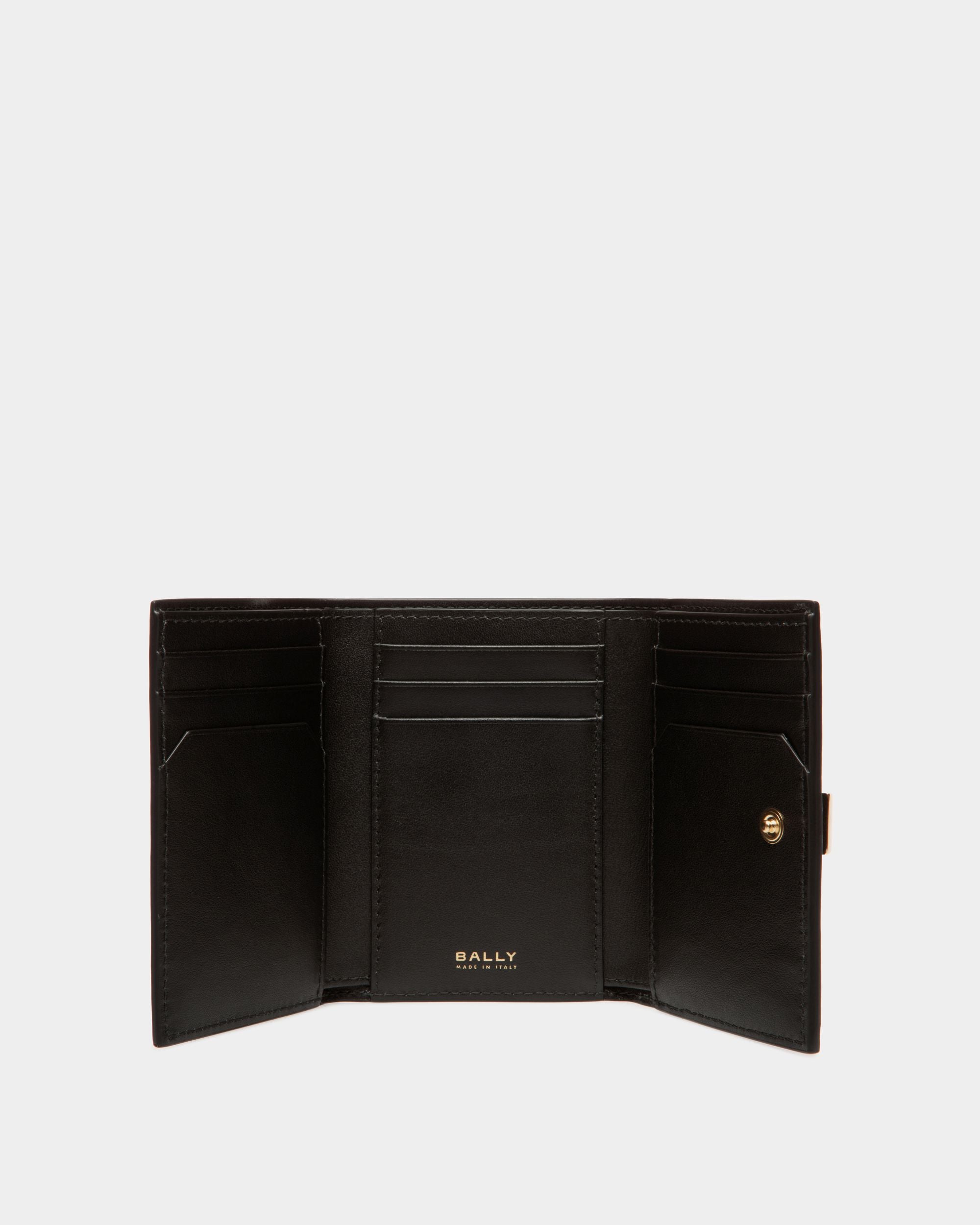 Portefeuille Lock Me En Cuir Grainé Noir - Femme - Bally - 03
