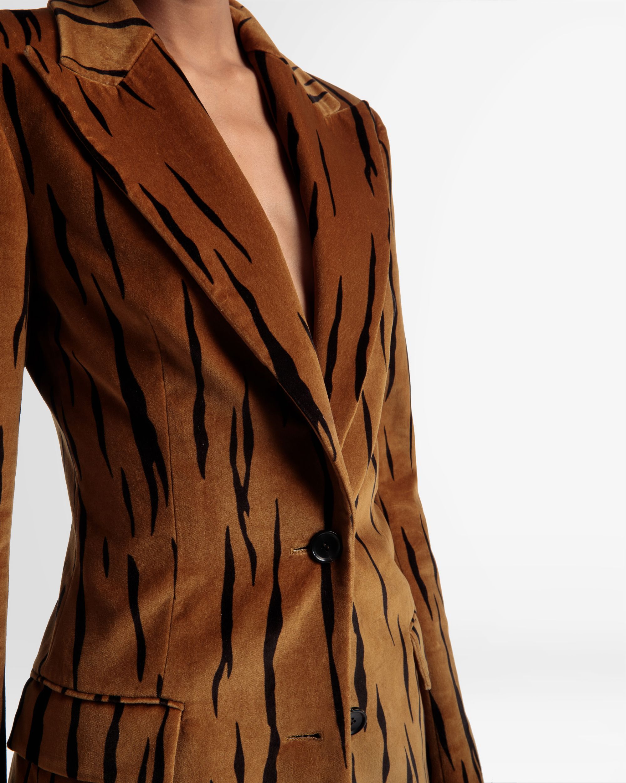 Bedruckter Samtblazer In Desert Und Schwarz - Damen - Bally - 03