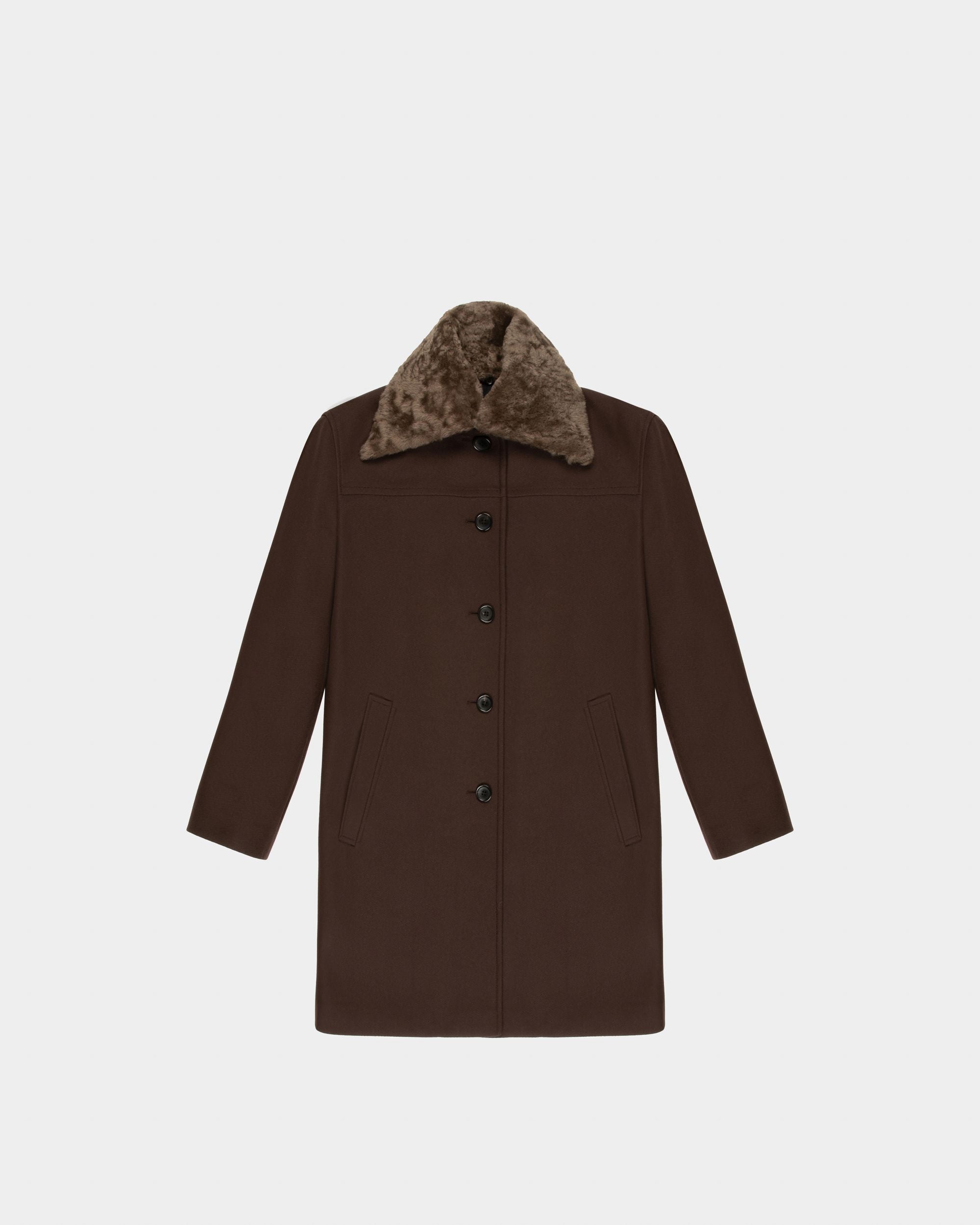 Manteau En Laine Marron Ébène - Femme - Bally - 04