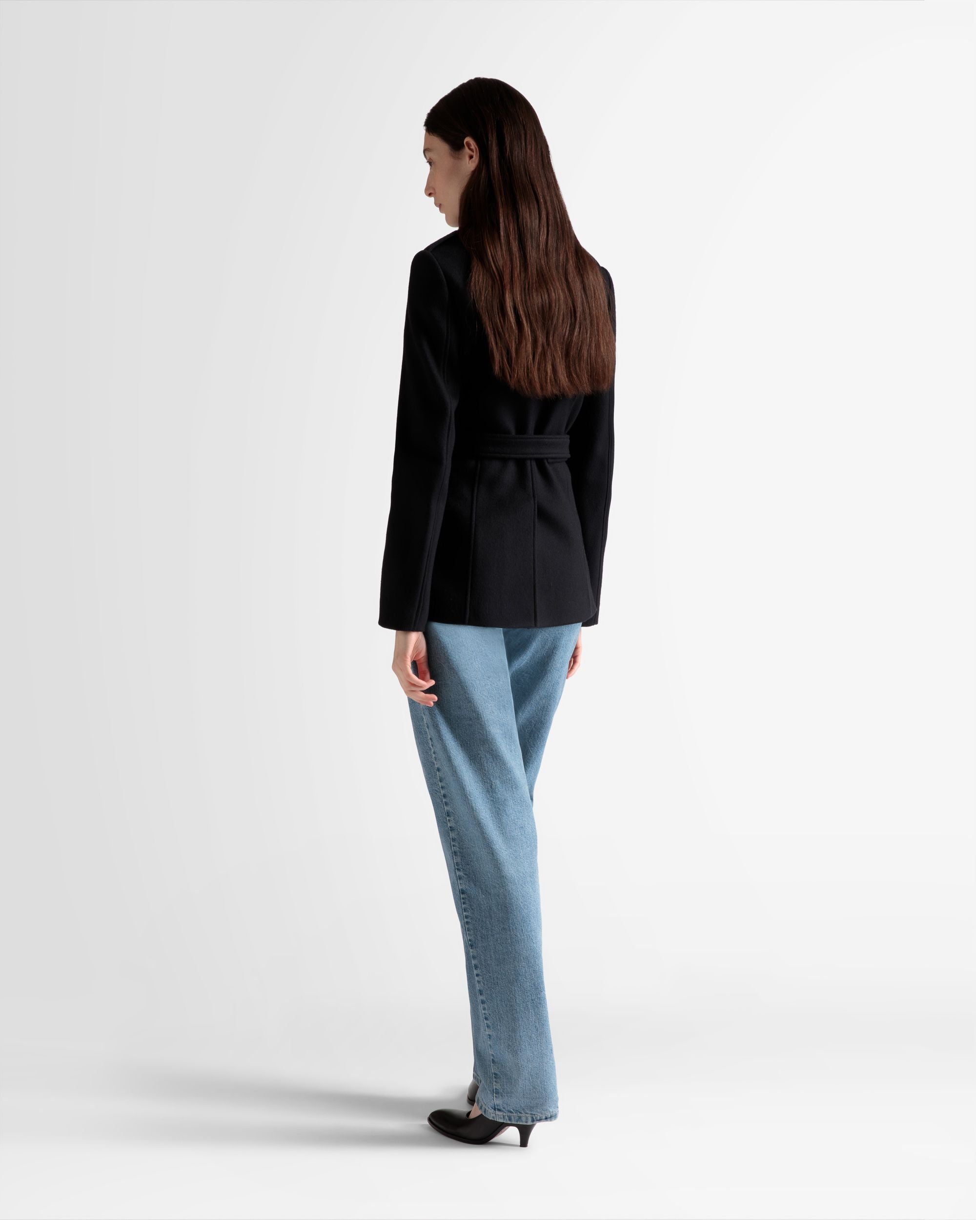 Jacke mit Gürtel Aus marineblauer Wolle - Damen - Bally - 06