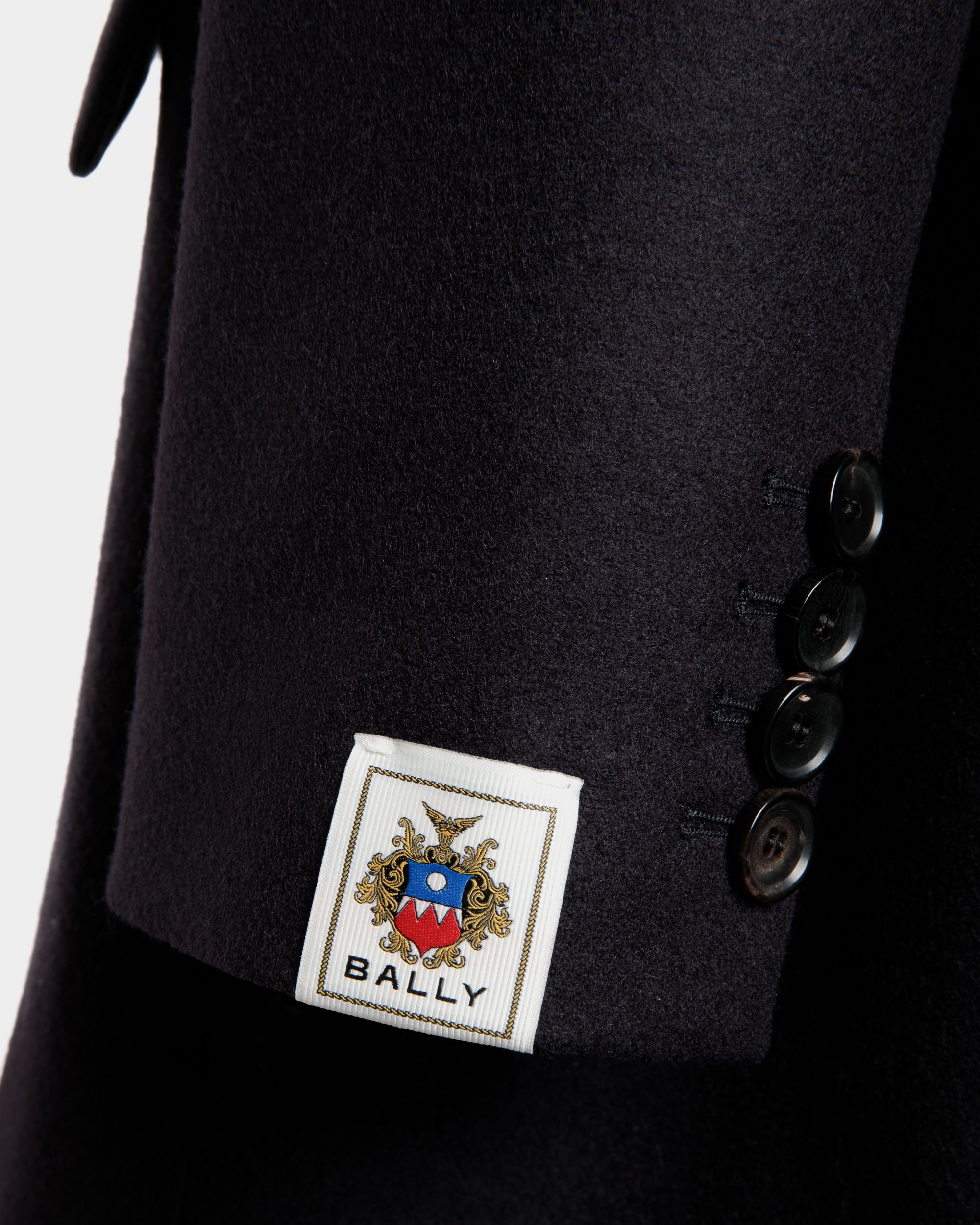 Einreihiger Midi-Mantel Aus Einer Wollmischung In Navy Blue - Damen - Bally - 05