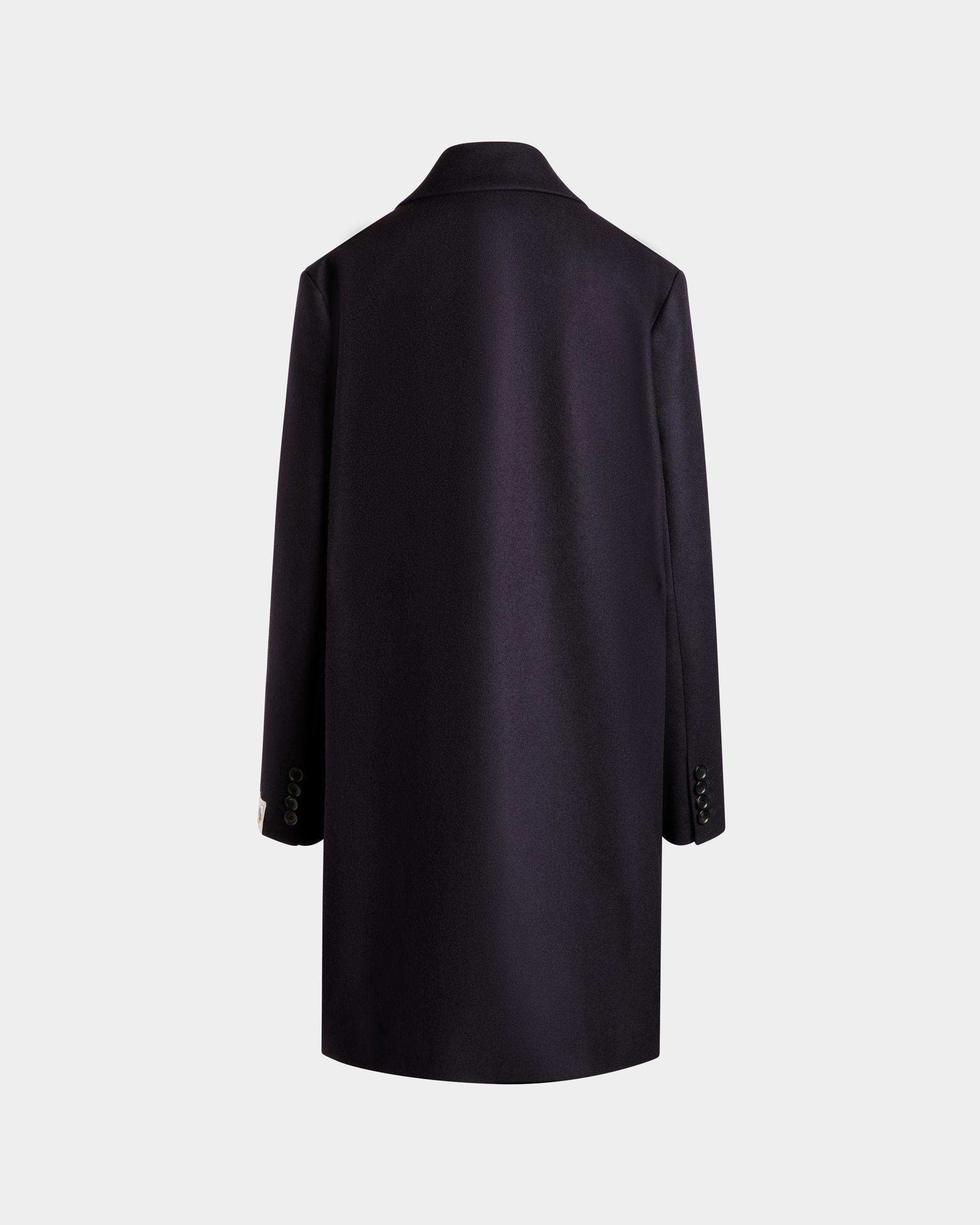 Einreihiger Midi-Mantel Aus Einer Wollmischung In Navy Blue - Damen - Bally - 08