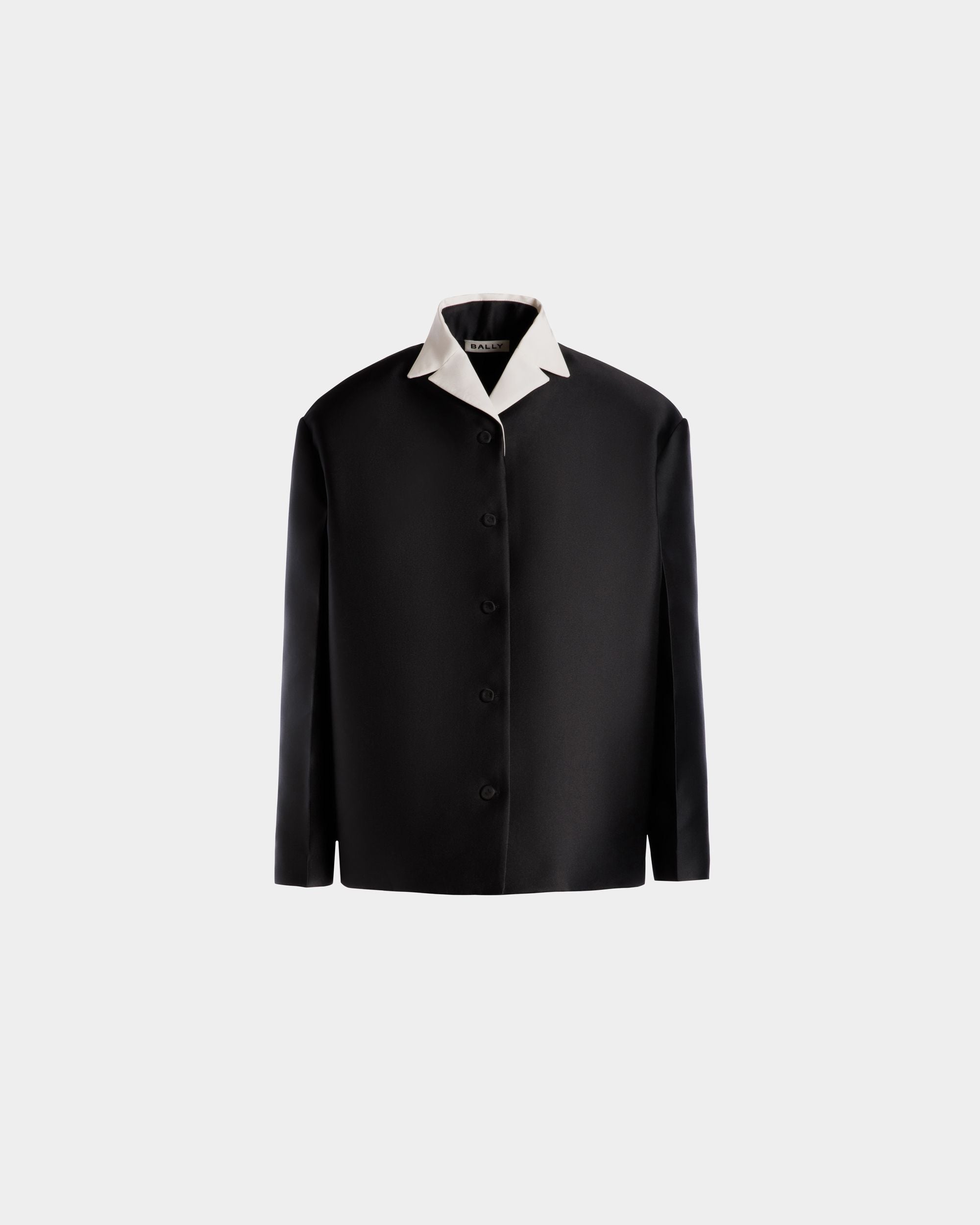 Blazer À Col Contrastant En Soie Mélangée Noire - Femme - Bally - 01