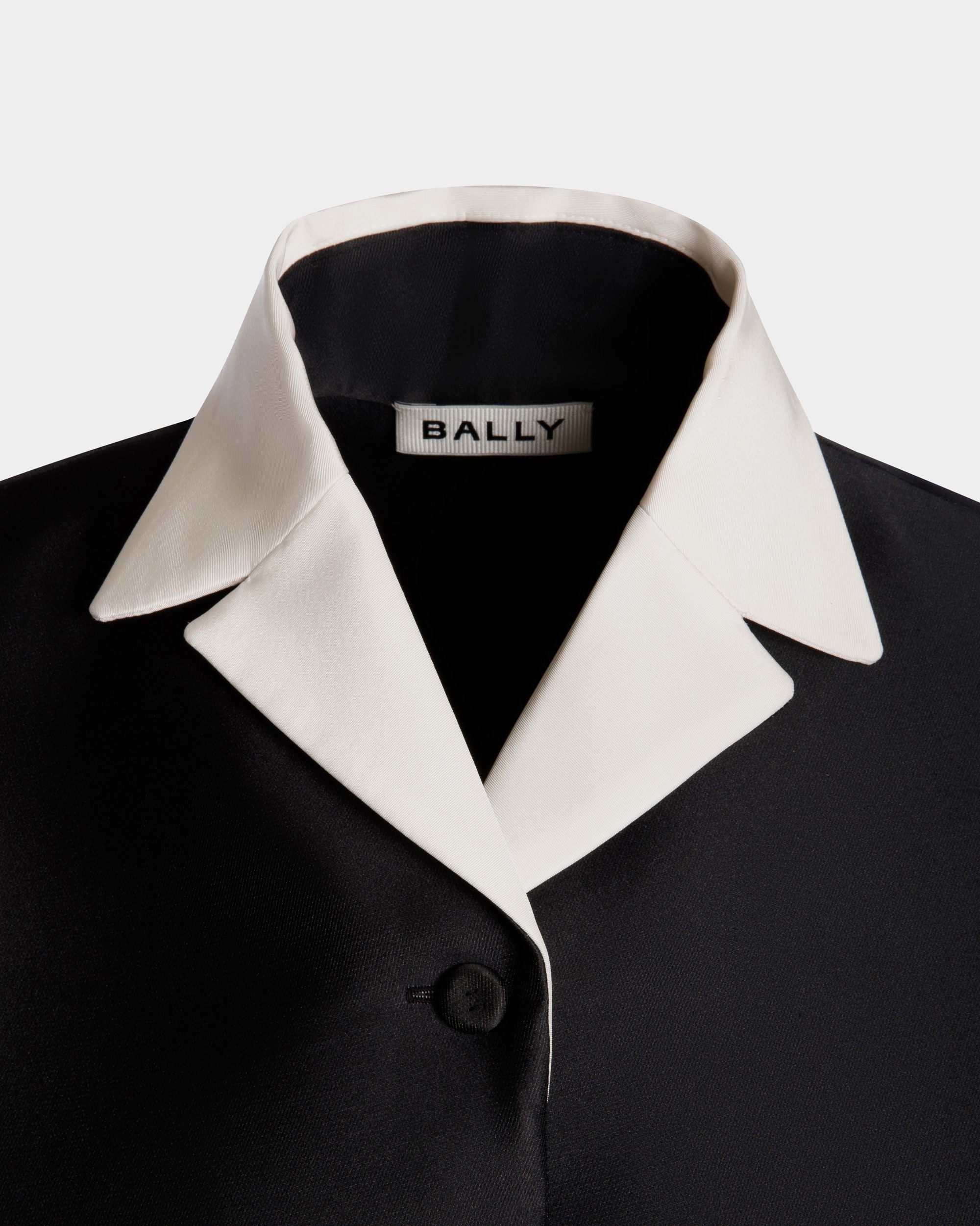 Blazer À Col Contrastant En Soie Mélangée Noire - Femme - Bally - 04