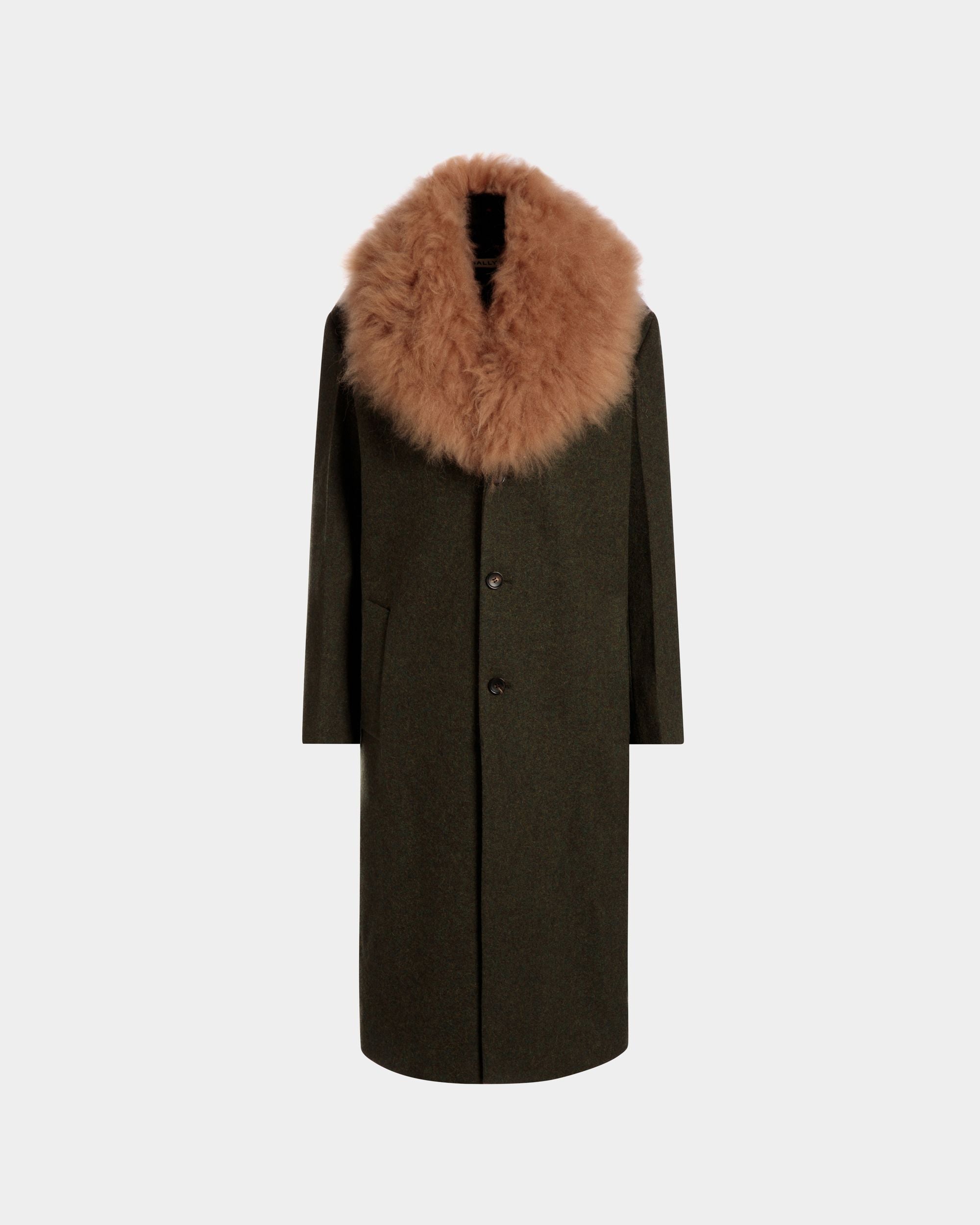 Single-Breasted Coat In Dark Green Wool - Damen - Bally - 01