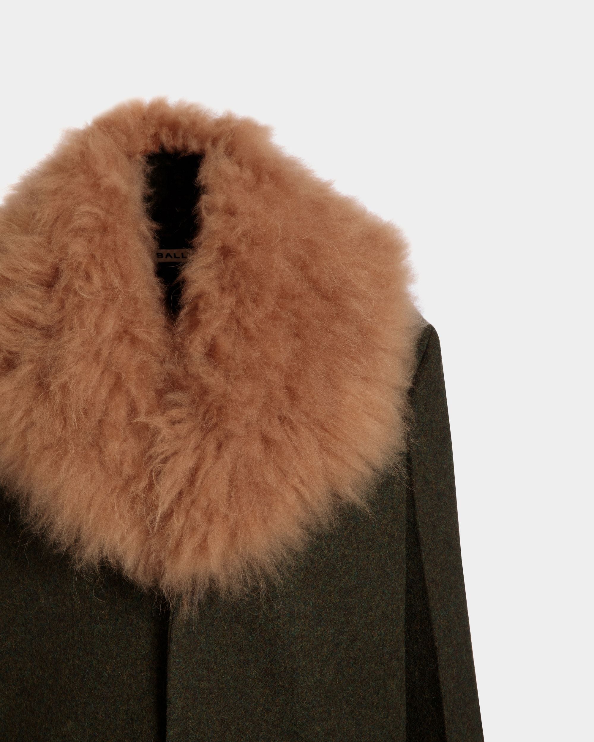 Single-Breasted Coat In Dark Green Wool - Mujer - Bally - 04