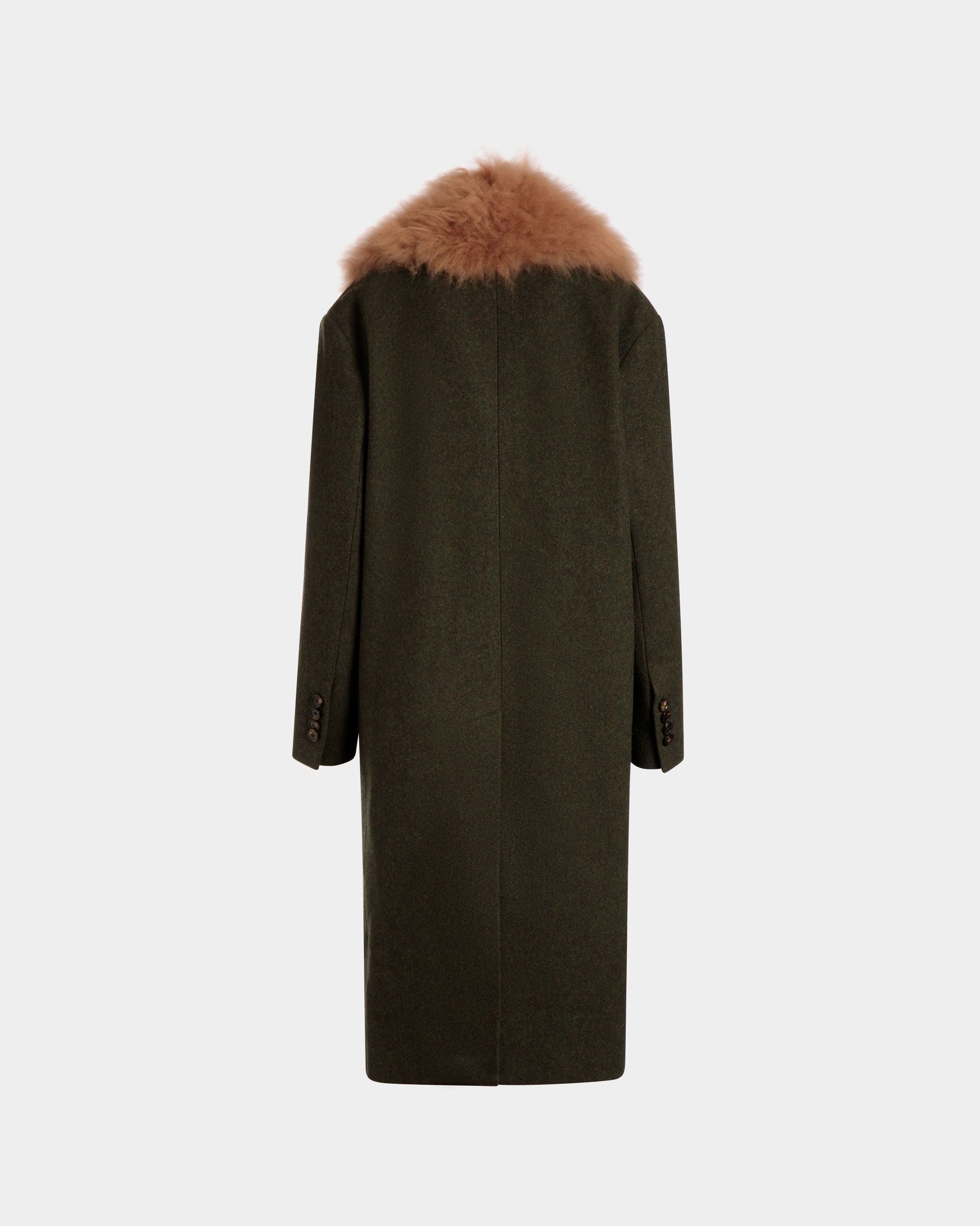 Single-Breasted Coat In Dark Green Wool - Mujer - Bally - 07