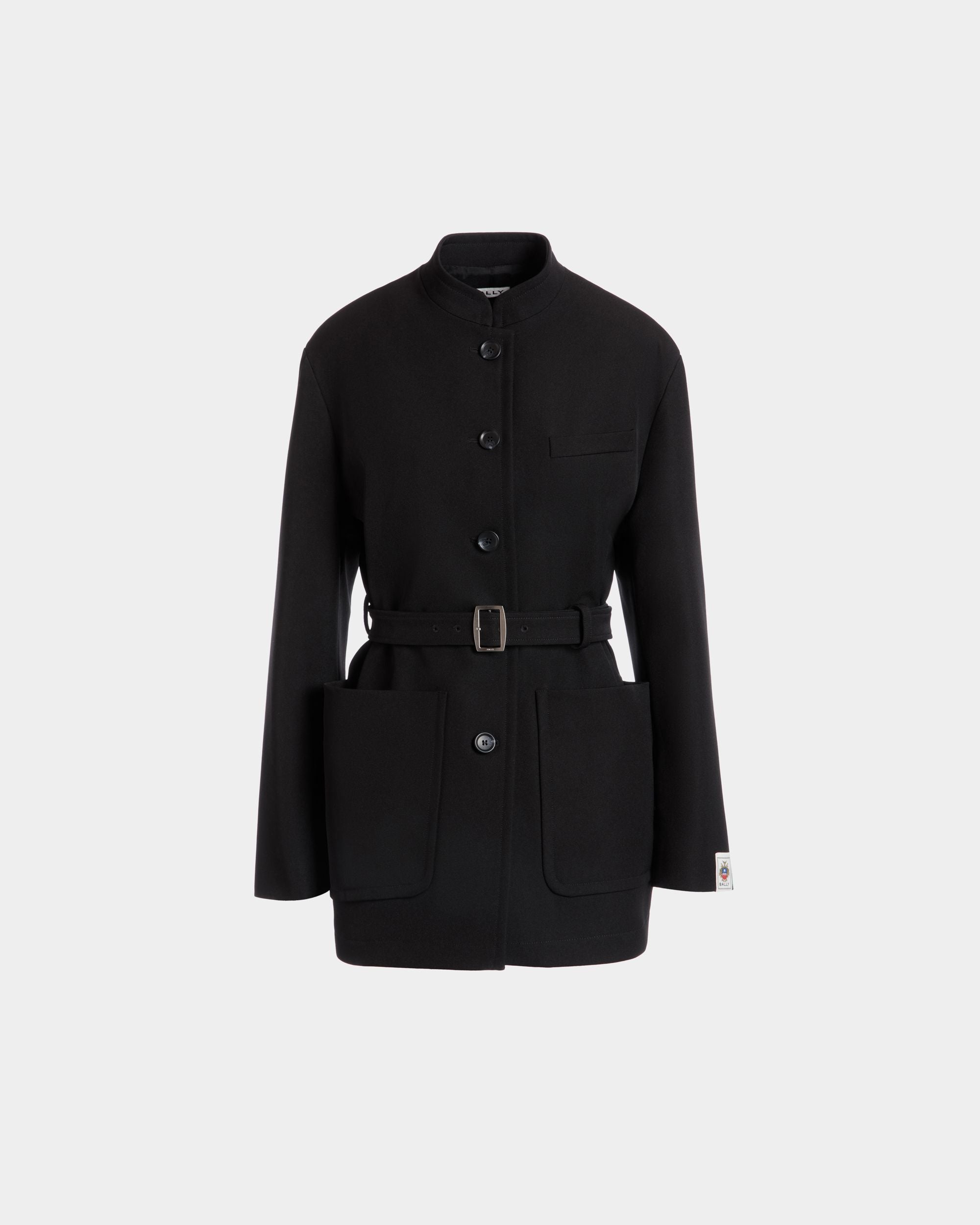 Chaqueta Con Cinturón De Gabardina De Nailon Negra - Mujer - Bally - 01