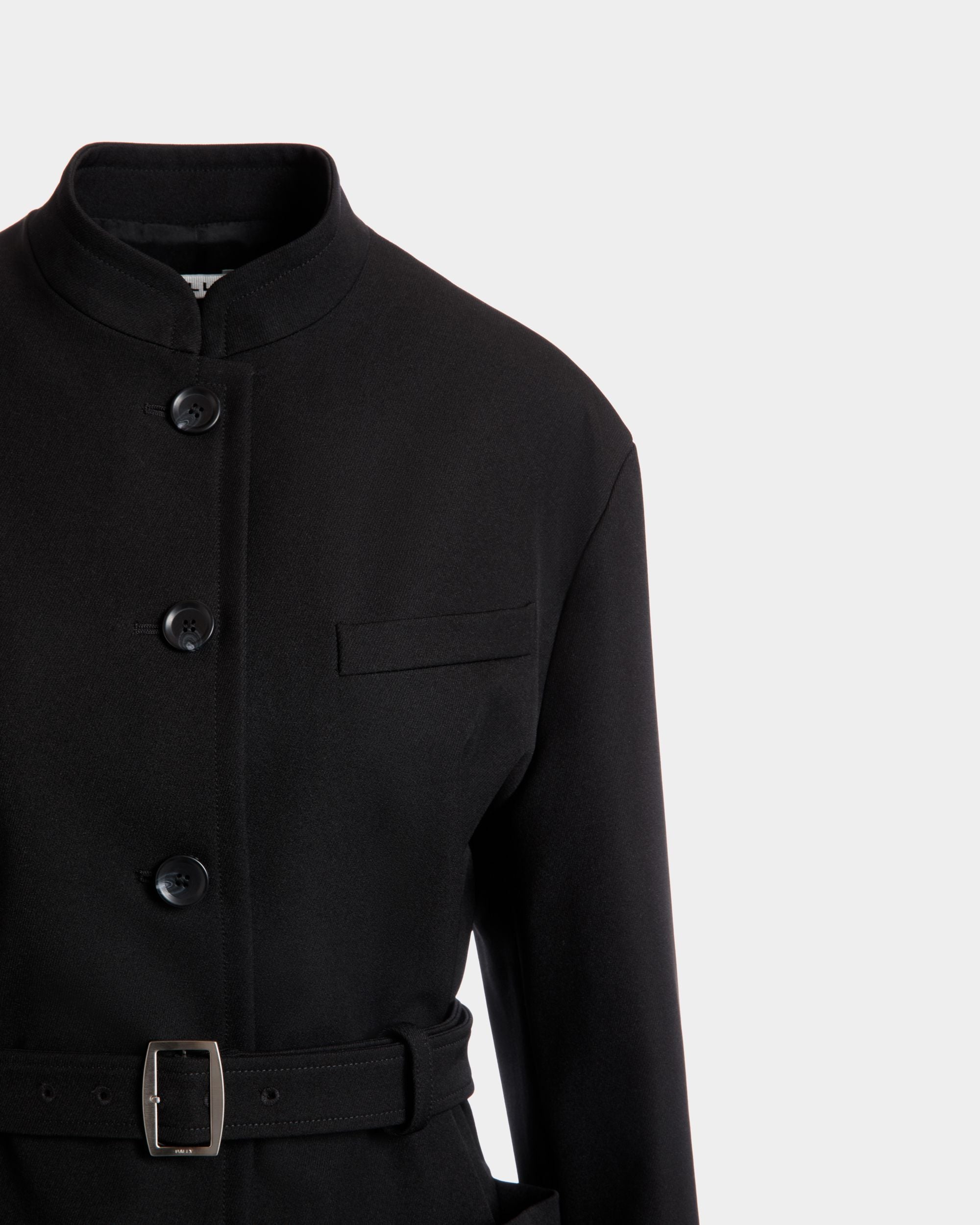 Chaqueta Con Cinturón De Gabardina De Nailon Negra - Mujer - Bally - 04