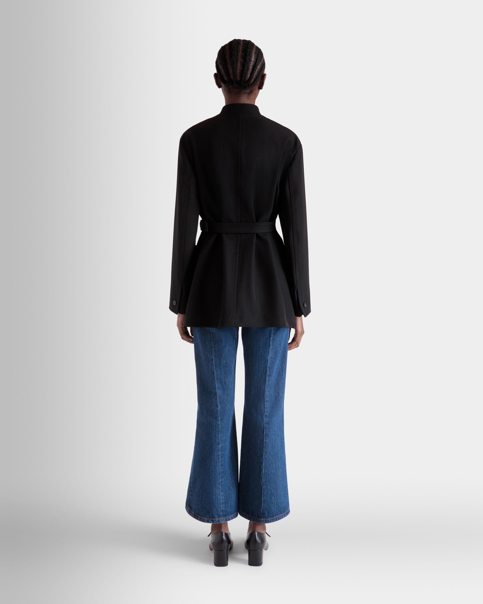 Chaqueta Con Cinturón De Gabardina De Nailon Negra - Mujer - Bally - 06