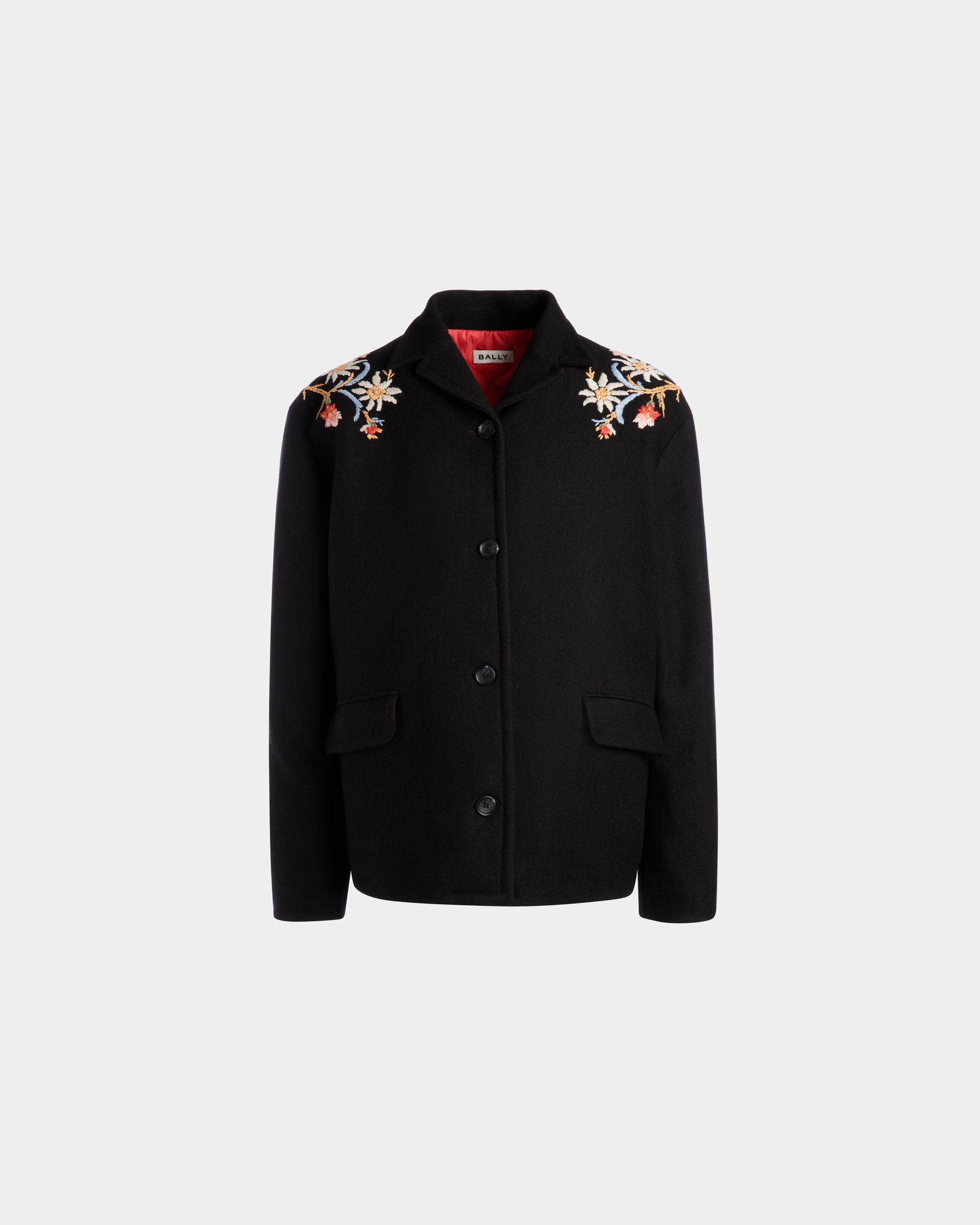 Winter Capsule Jacke Mit Alpenblumen Aus Wollmix In Schwarz - Damen - Bally - 01