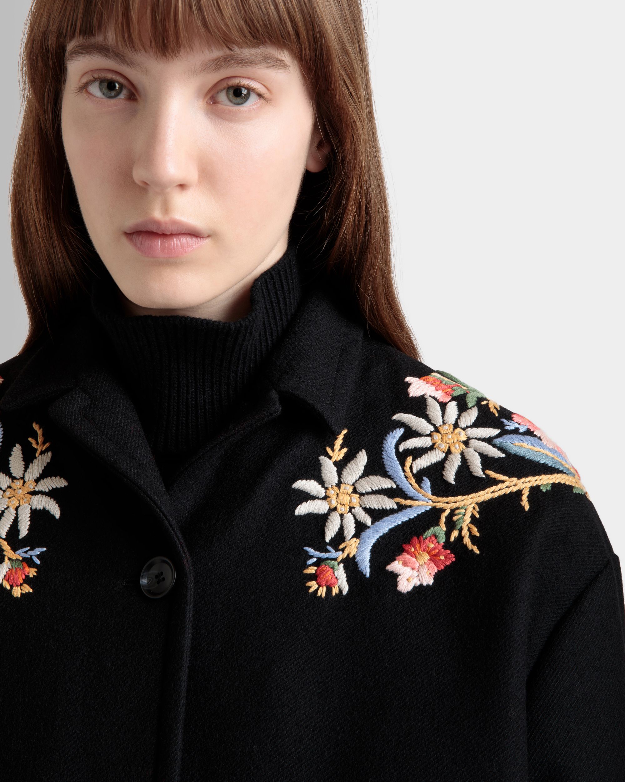 Winter Capsule Jacke Mit Alpenblumen Aus Wollmix In Schwarz - Damen - Bally - 03