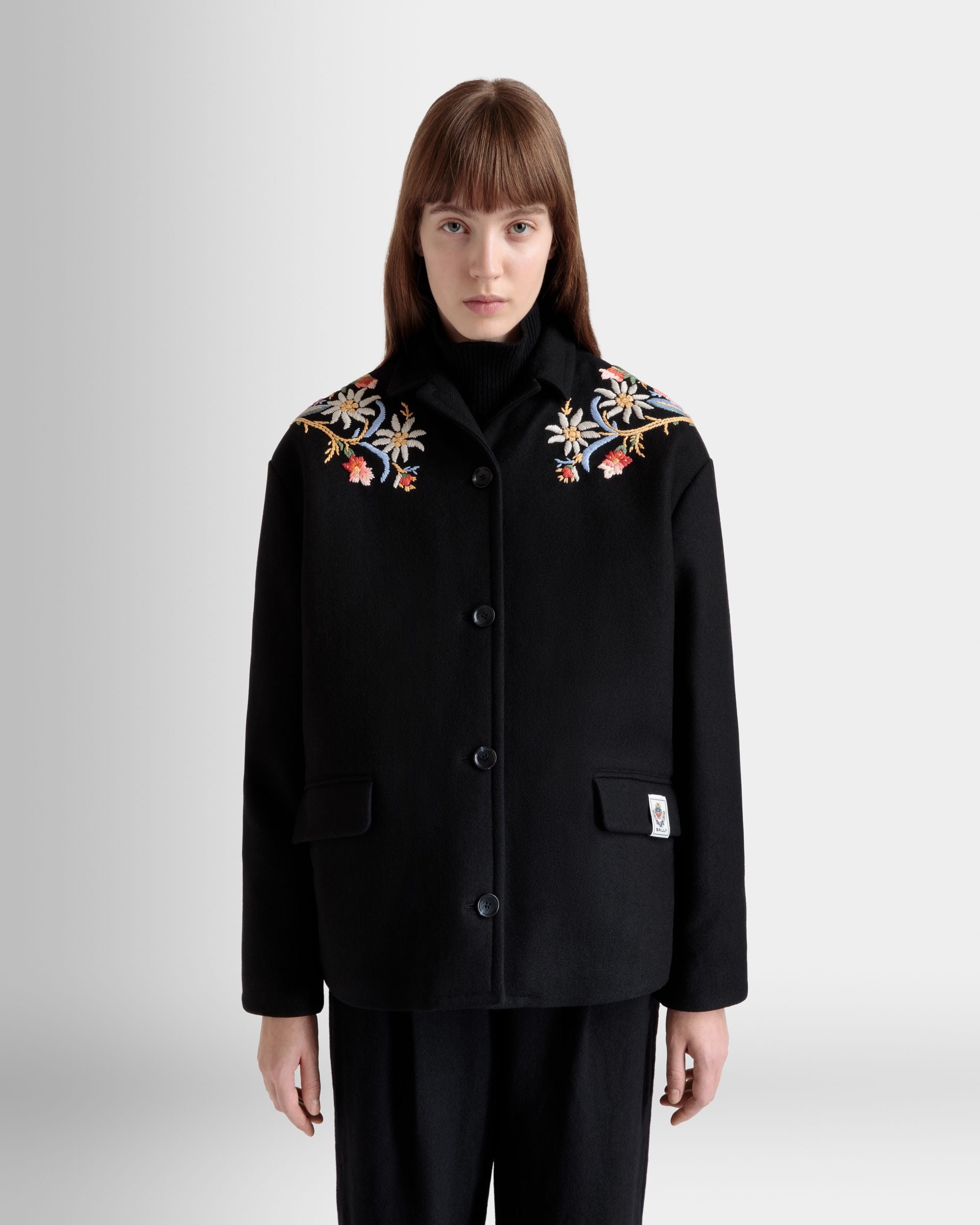 Winter Capsule Jacke Mit Alpenblumen Aus Wollmix In Schwarz - Damen - Bally - 08