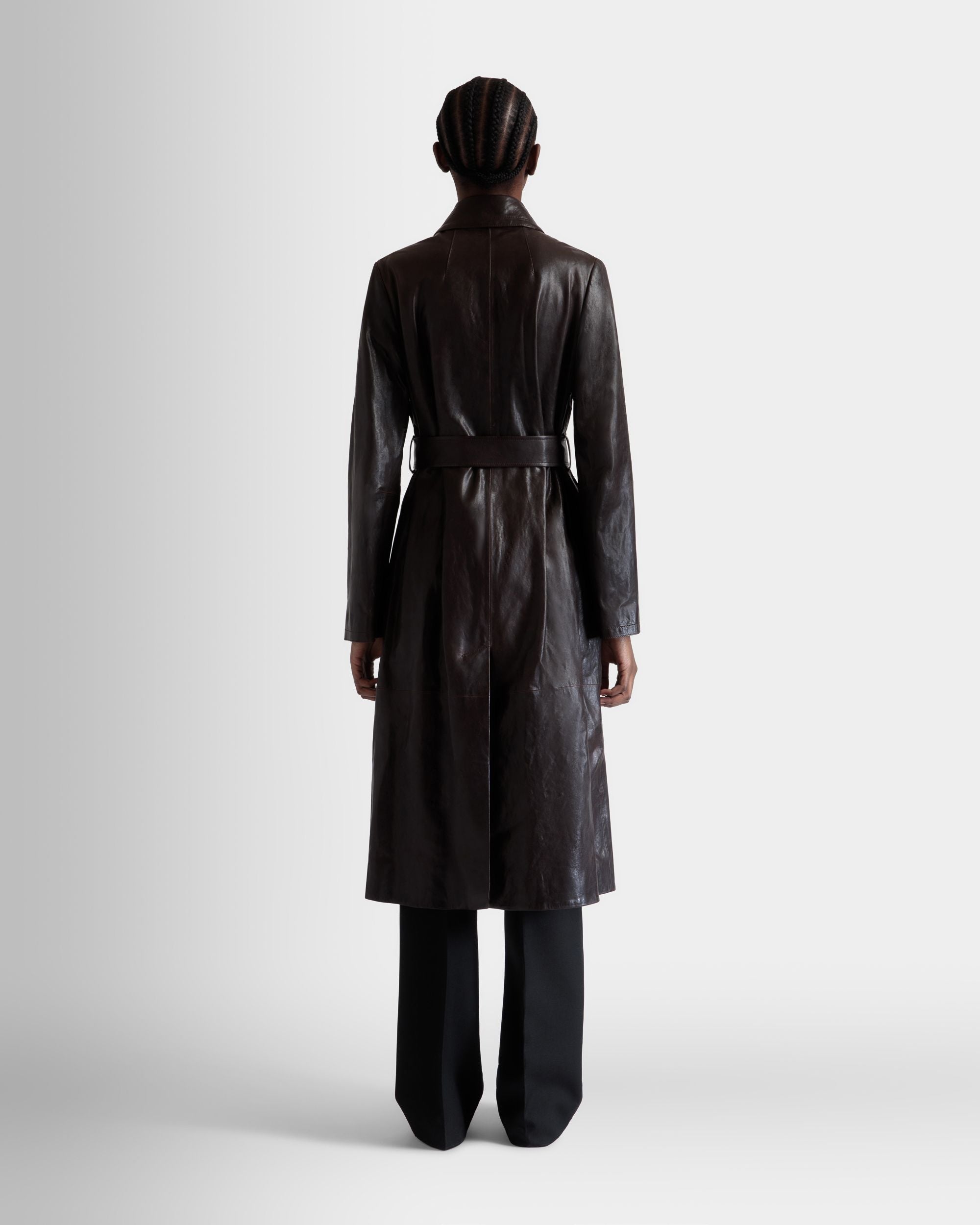 Manteau Ceinturé En Cuir Ebano - Femme - Bally - 06