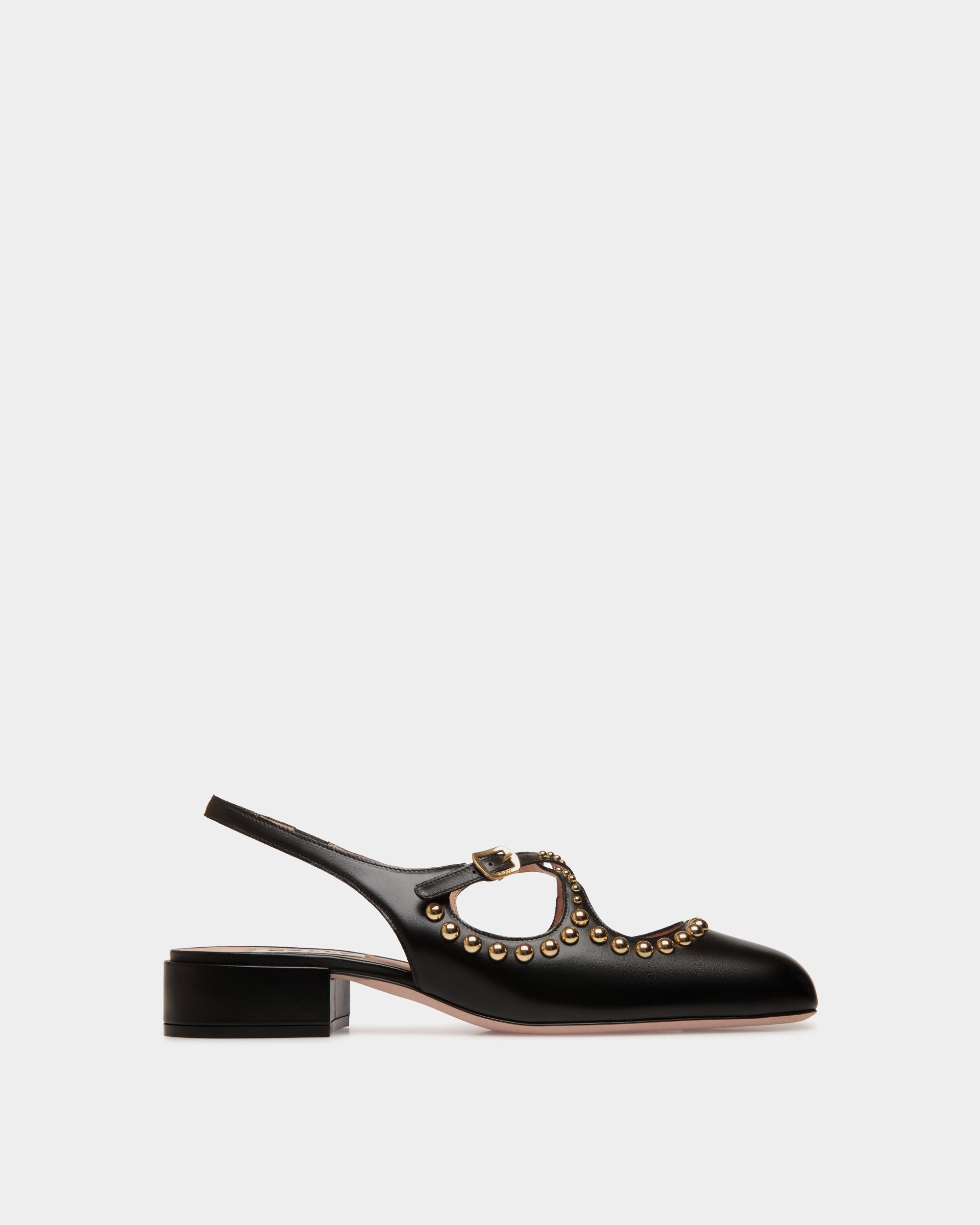 Ballyrina Slingpumps Aus Schwarzem Leder Mit Nieten - Damen - Bally - 01