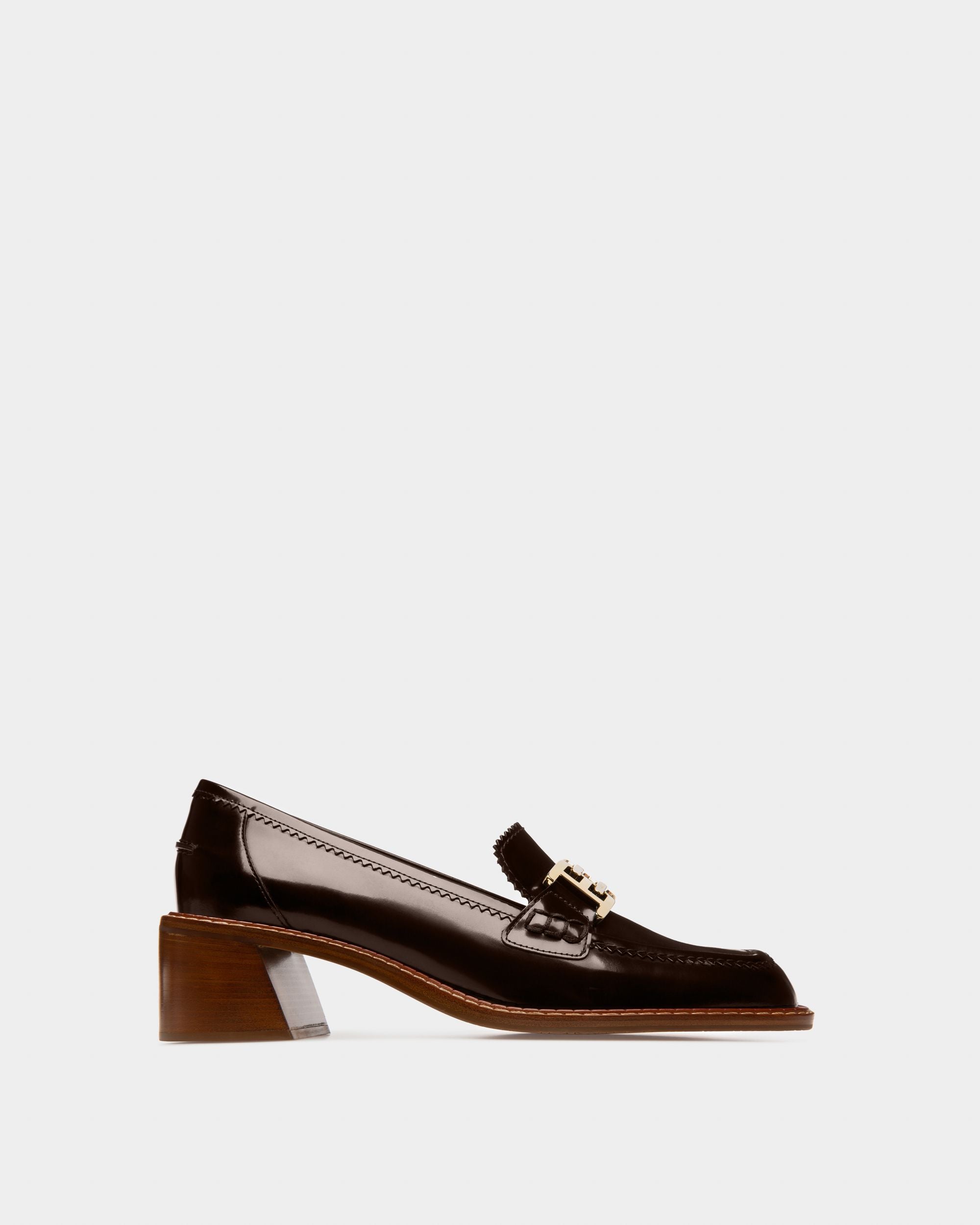 Ellyane Leather Mocassins In Ebony Brown - Damen - Bally - 01