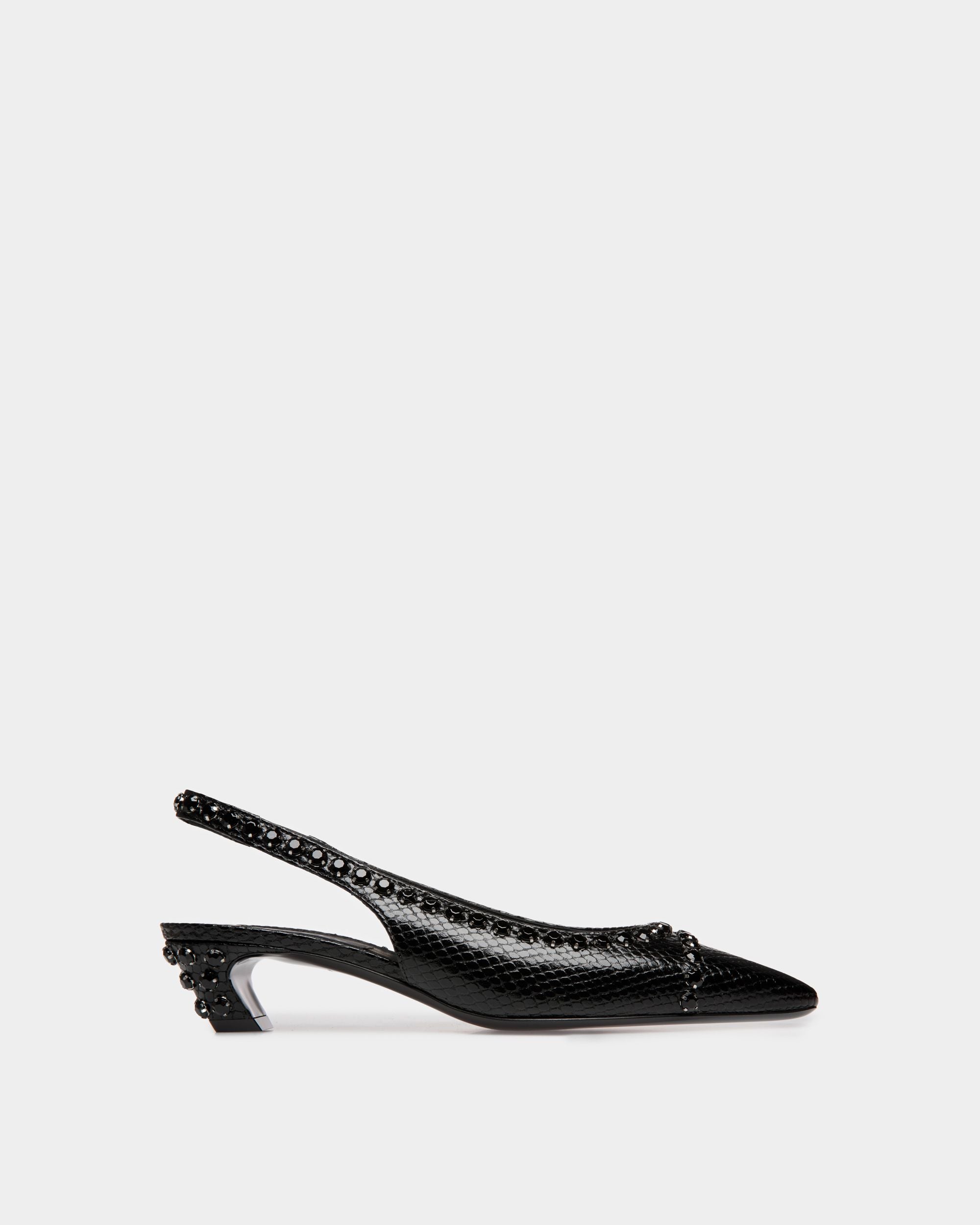 Escarpin Slingback Sylt Pour Femme en Cuir À Imprimé Python Noir - Femme - Bally - 01