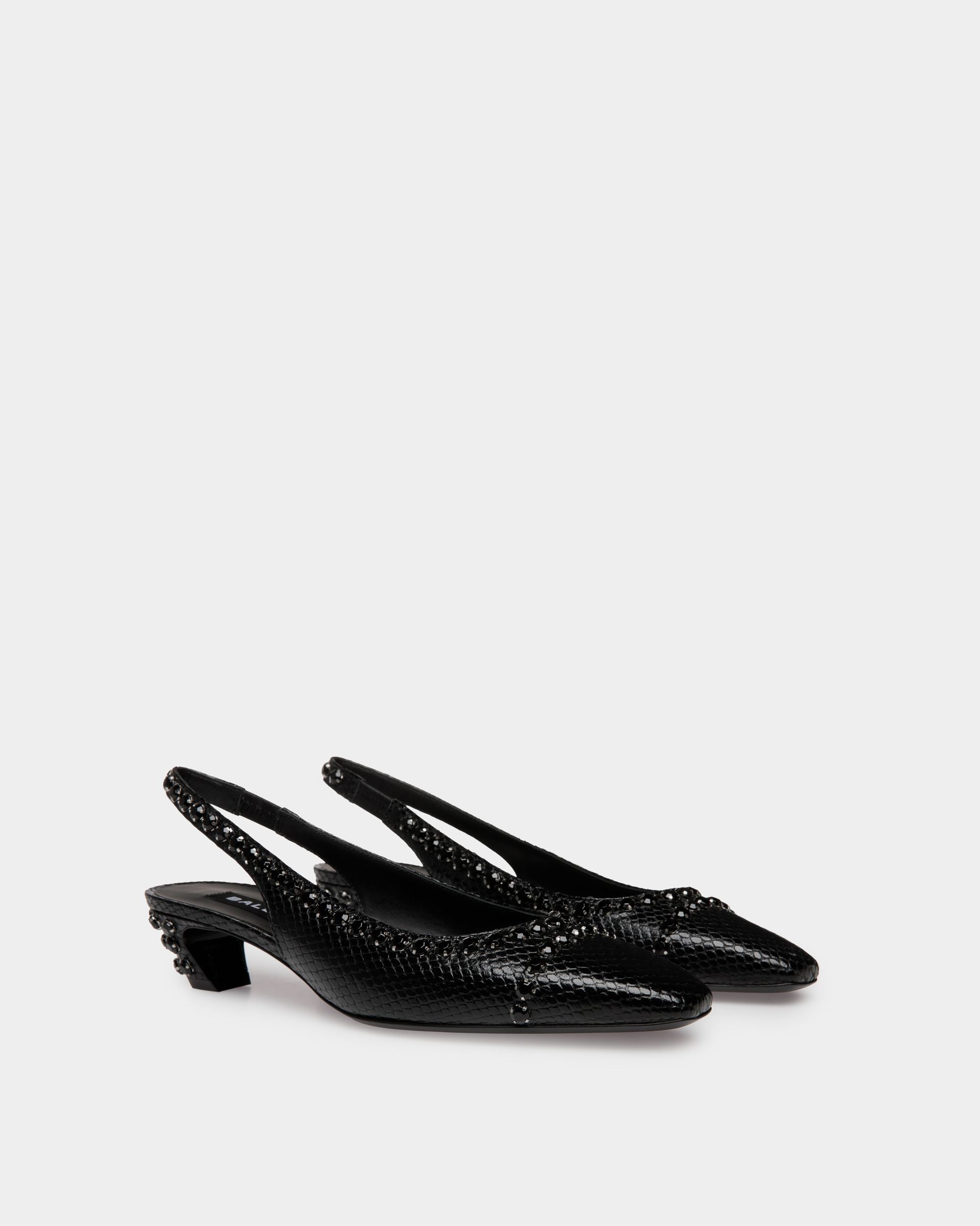 Escarpin Slingback Sylt Pour Femme en Cuir À Imprimé Python Noir - Femme - Bally - 02