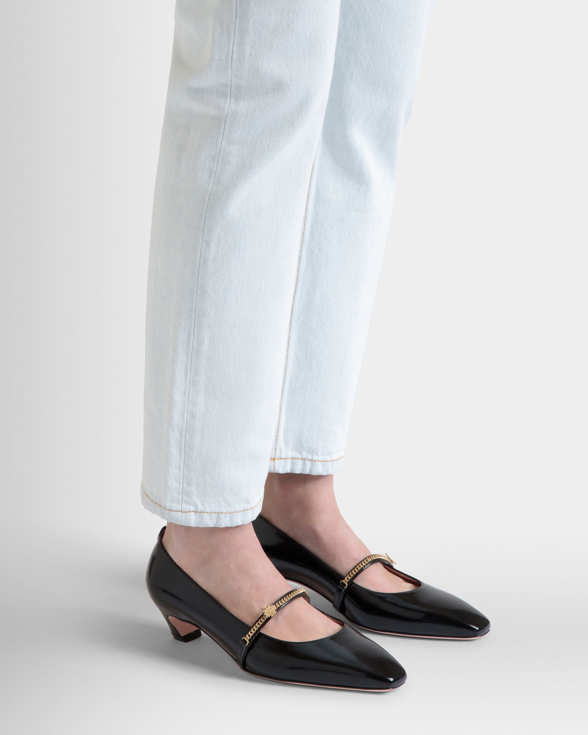 Sylt Mary Jane Pumps Aus Schwarzem Gebürstetem Leder - Damen - Bally - 02