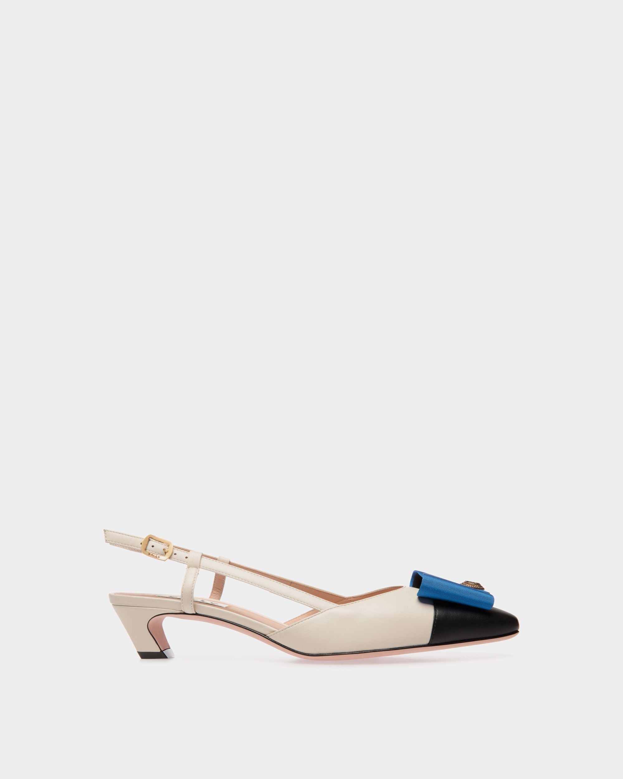 Escarpin Slingback B-Bow En Cuir Noir Et Blanc - Femme - Bally - 01