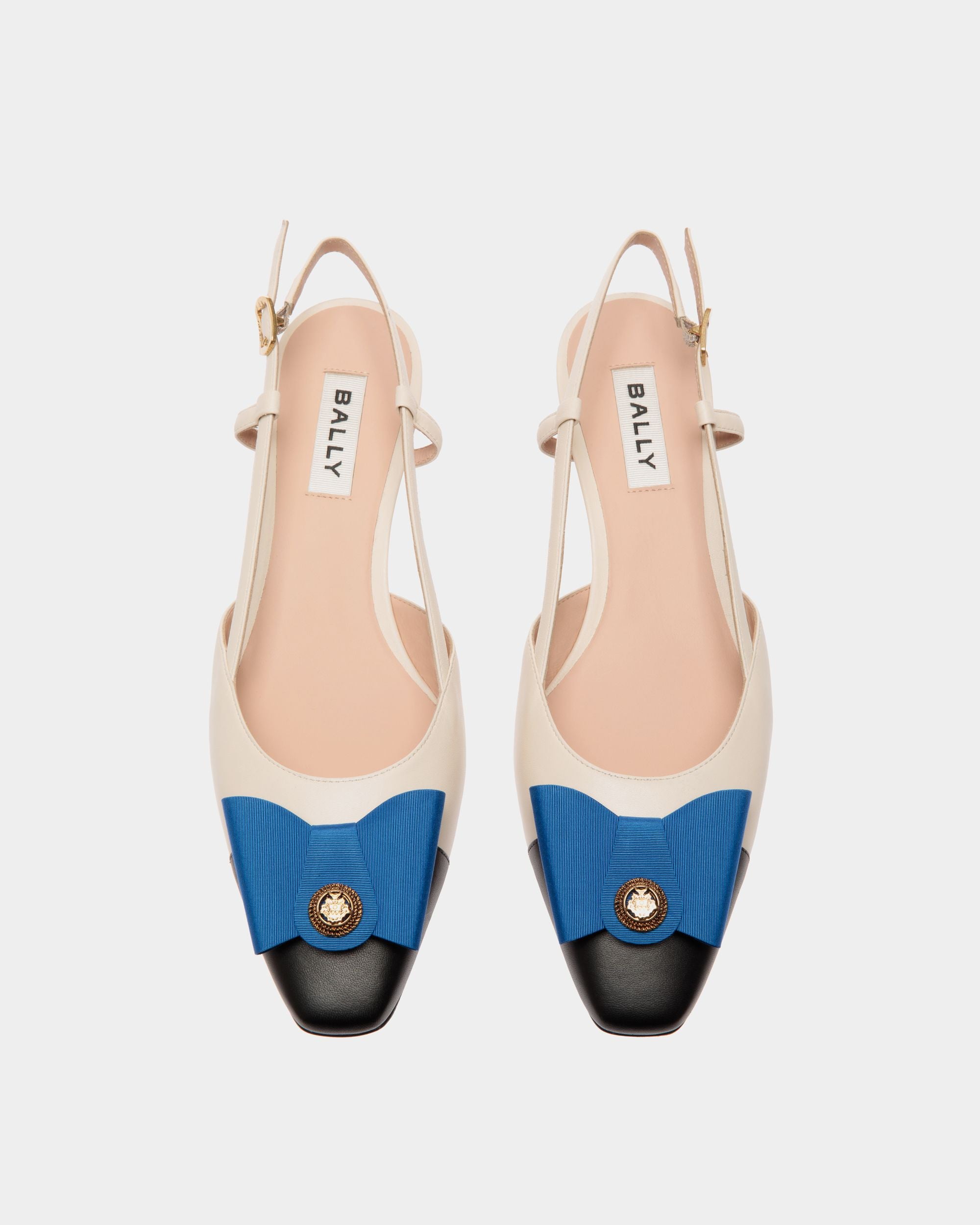 Escarpin Slingback B-Bow En Cuir Noir Et Blanc - Femme - Bally - 05