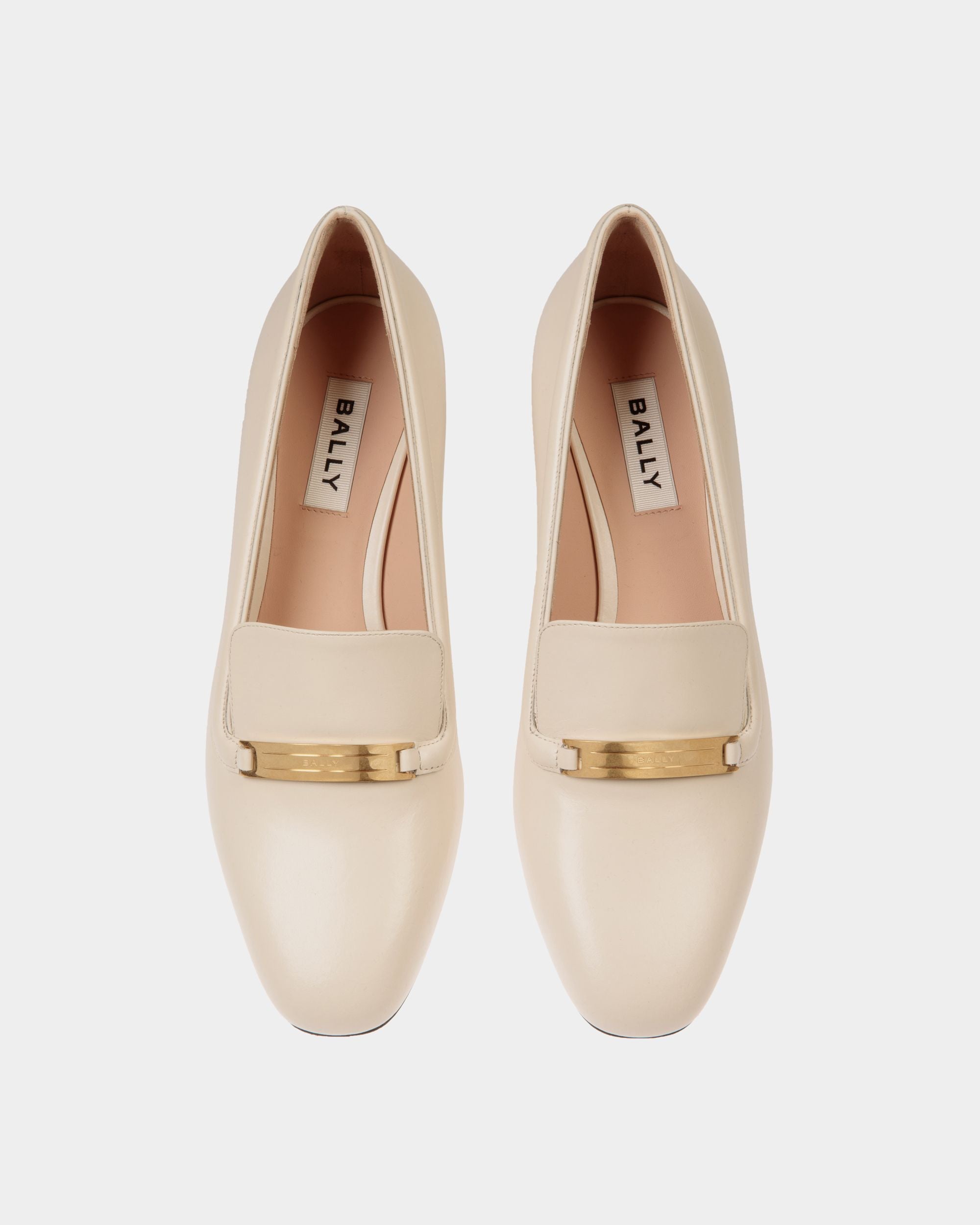 Escarpin Deco En Cuir Blanc - Femme - Bally - 05