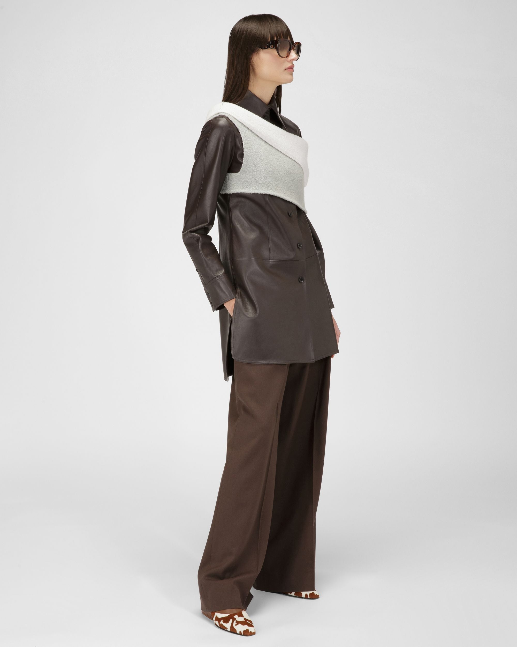 Girelle Escarpins En Cuir Blanc Et Marron - Femme - Bally - 06