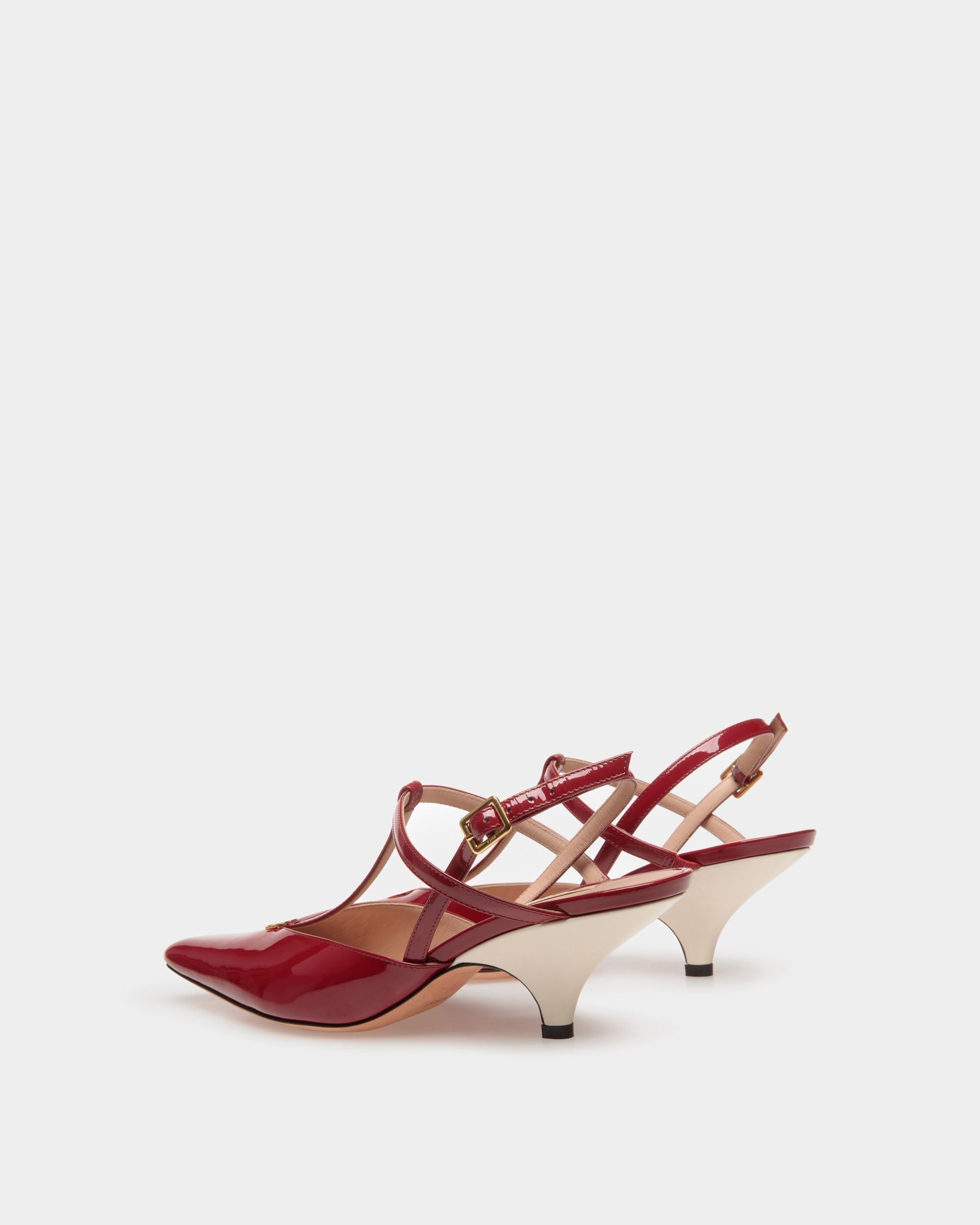 Escarpin à lanière Katy En cuir rouge rubis et ivoire - Femme - Bally - 04