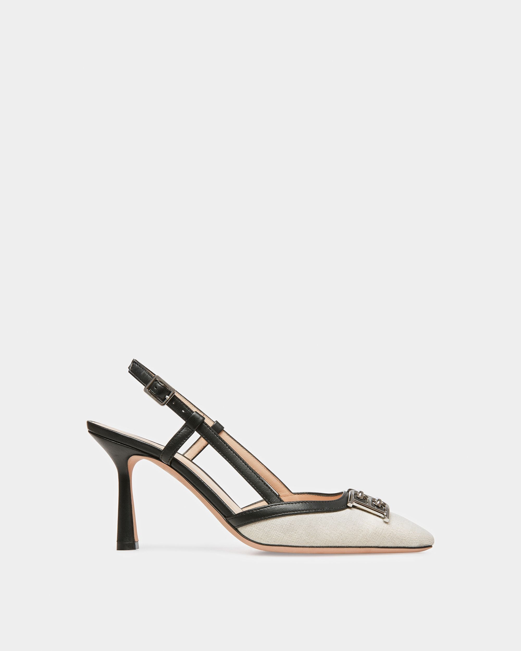 Eva Slingback-Pumps Aus Canvas Und Leder In Natur Und Schwarz - Damen - Bally - 01