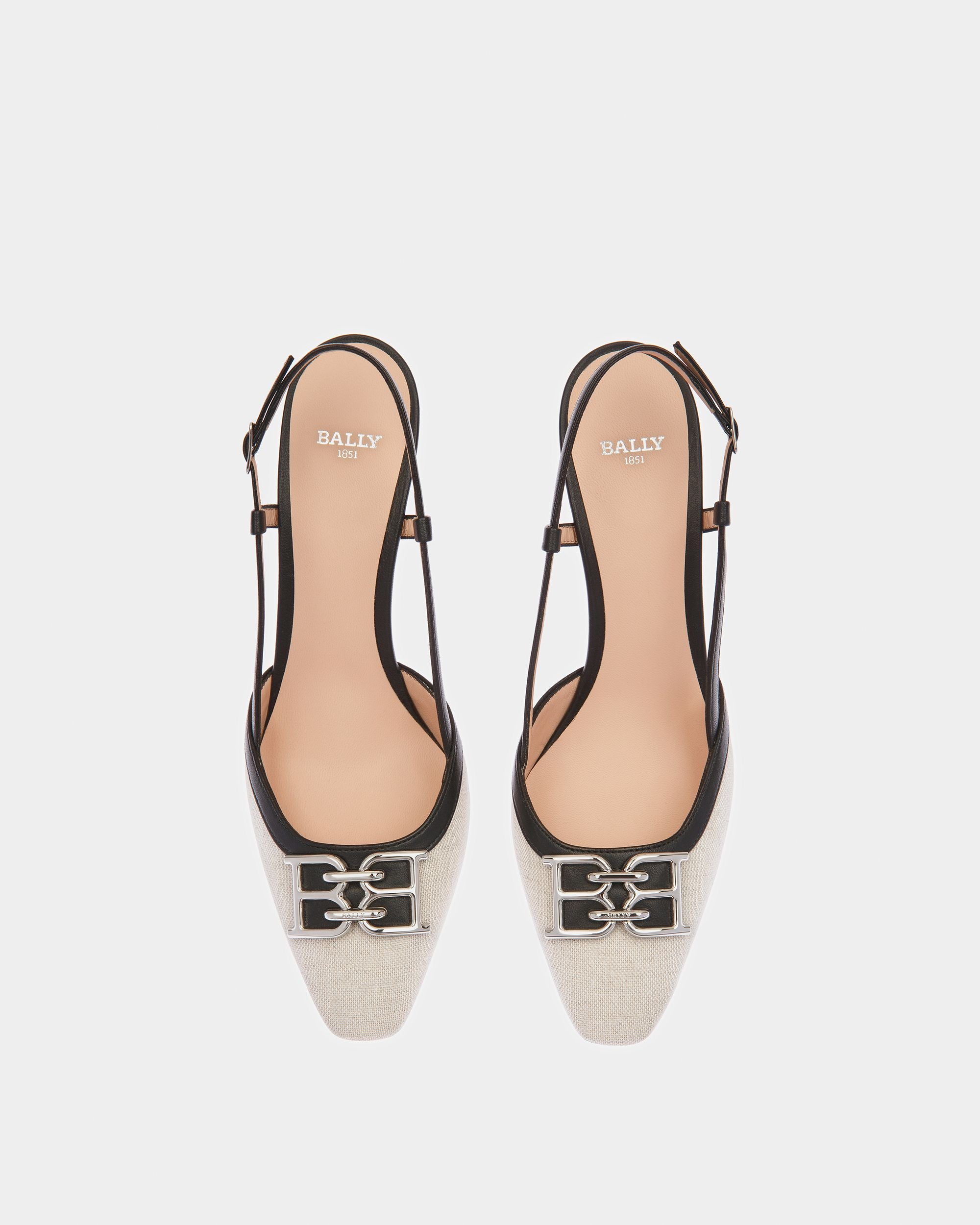 Eva Slingback-Pumps Aus Canvas Und Leder In Natur Und Schwarz - Damen - Bally - 02