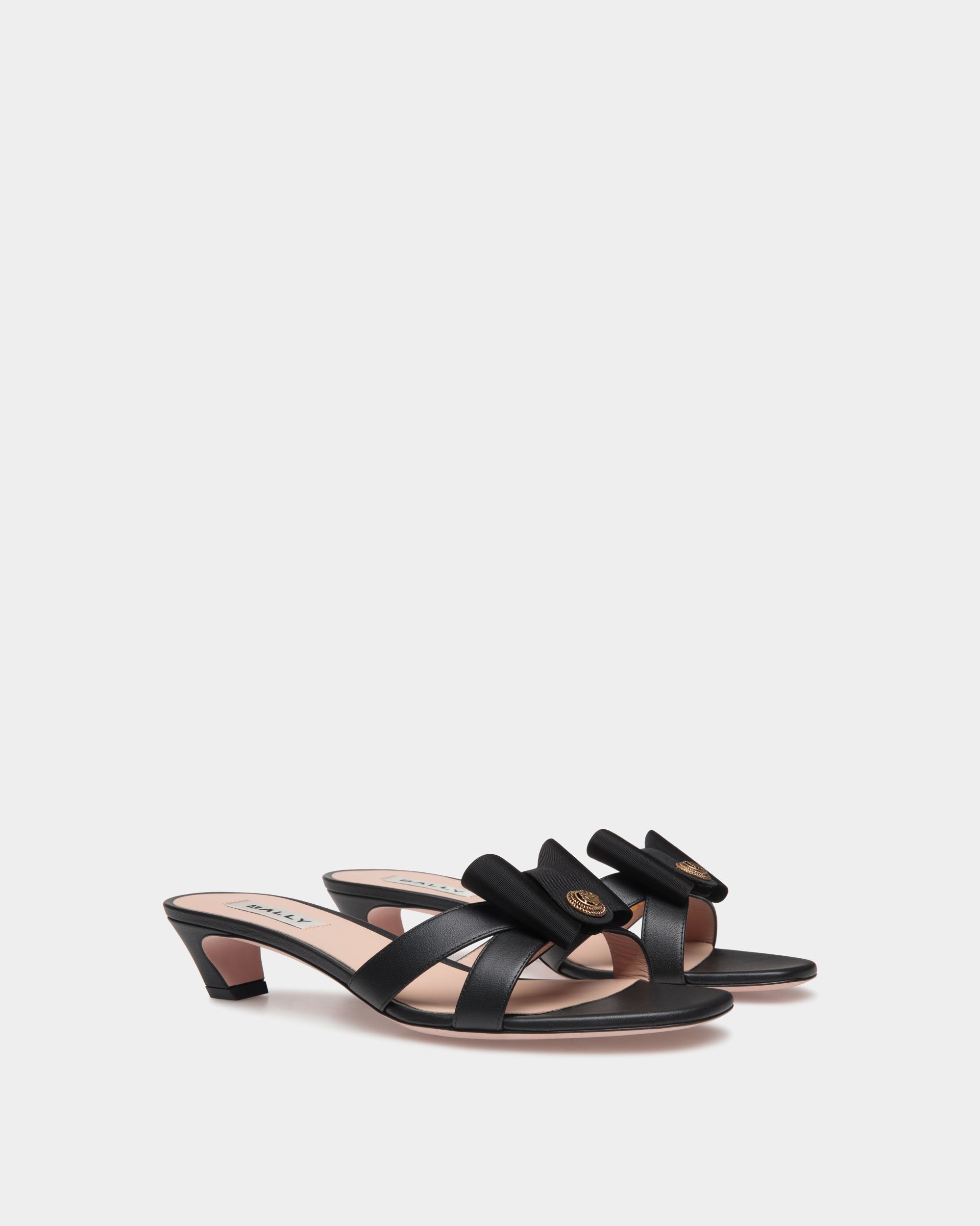 B-Bow Sandal in Black Leather - Femme - Bally - 03