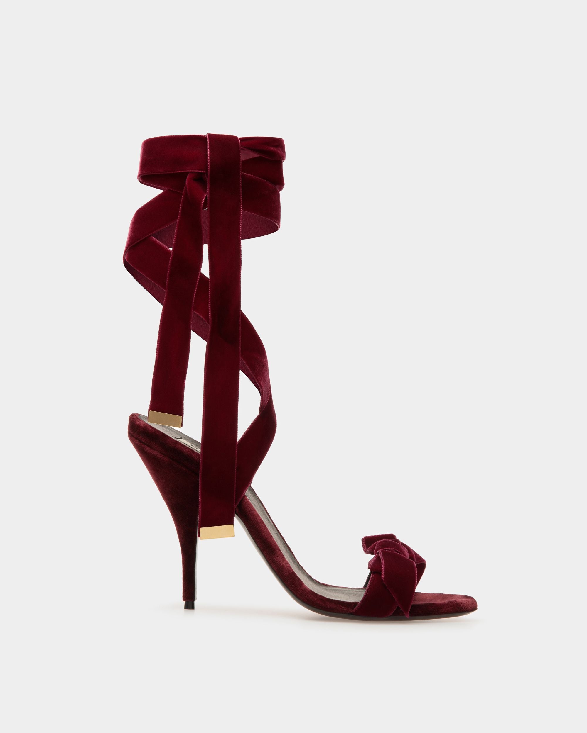 Sandales À Talons Annita En Velours Bordeaux - Femme - Bally - 01