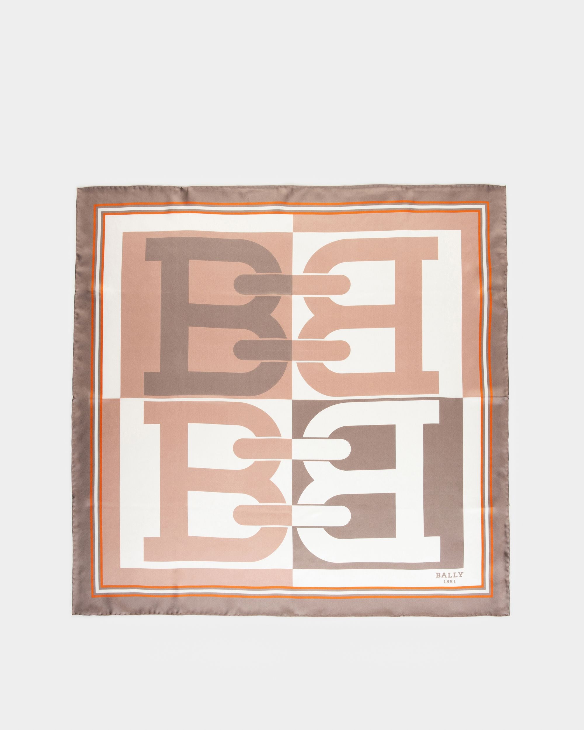 B-Chain Carré Silk Scarf In Beige - Women's - Bally - 01