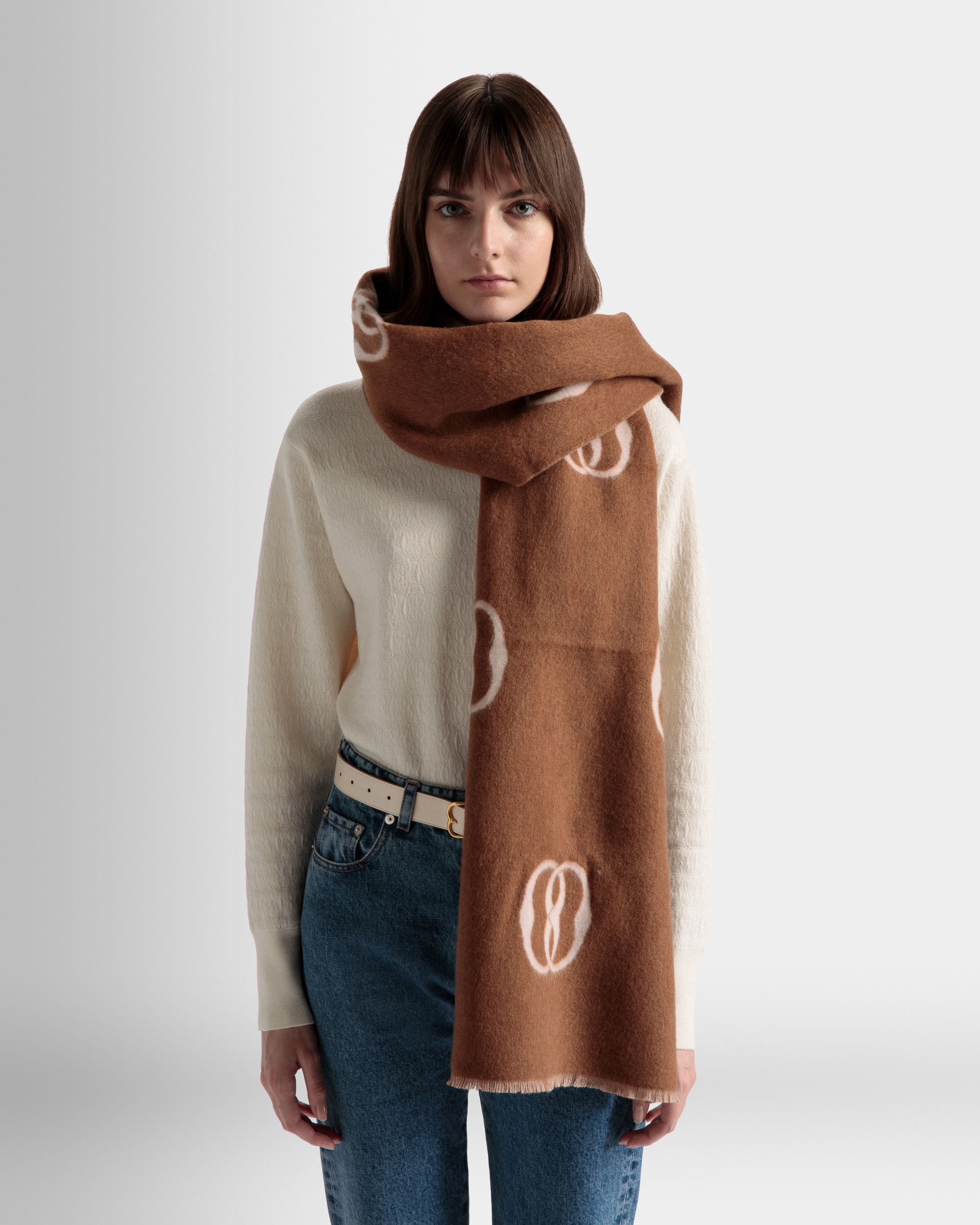 Écharpe Emblem En tissu couleur désert et Dusty Petal - Femme - Bally - 02