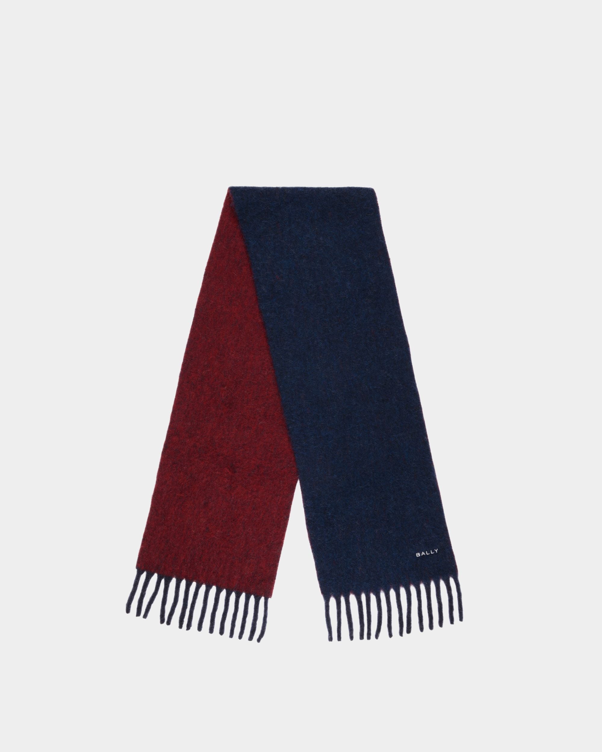 Schal Aus Wollmix In Navy Blue Und Candy Red - Damen - Bally - 01