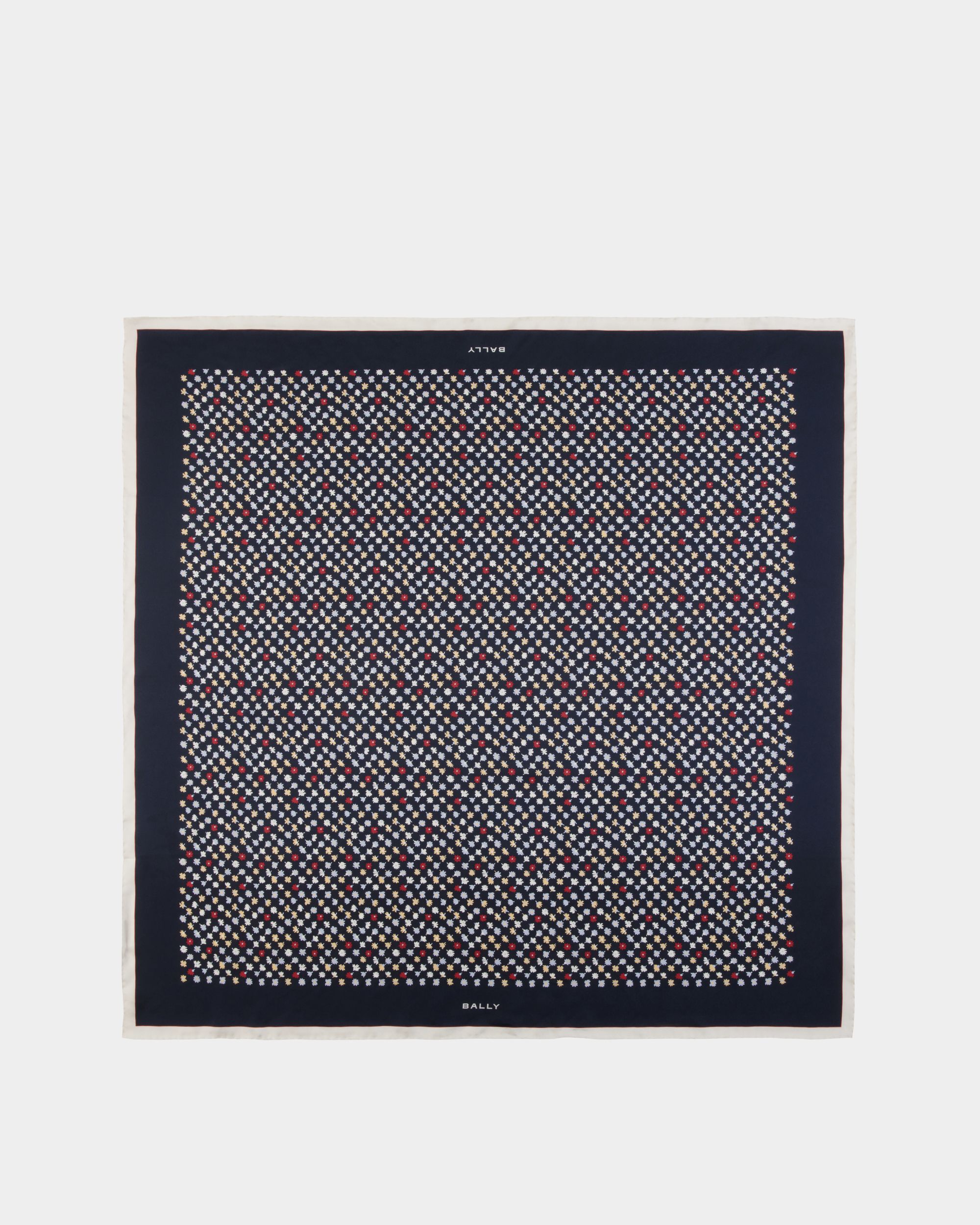 Écharpe Avec Motif Microflowers En Soie Navy Blue - Femme - Bally - 01