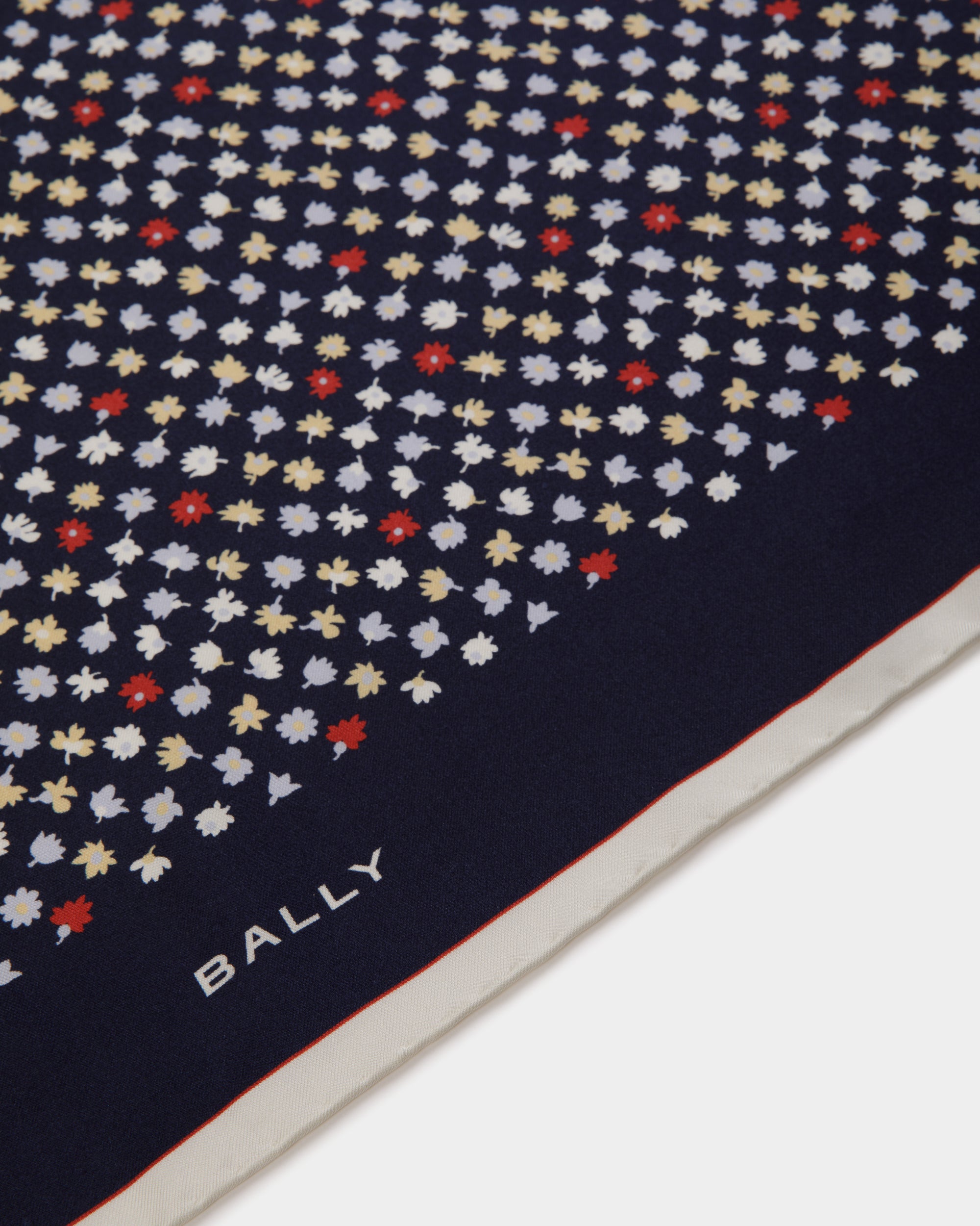 Seidenschal Mit Mikroblumen In Navy Blue - Damen - Bally - 02