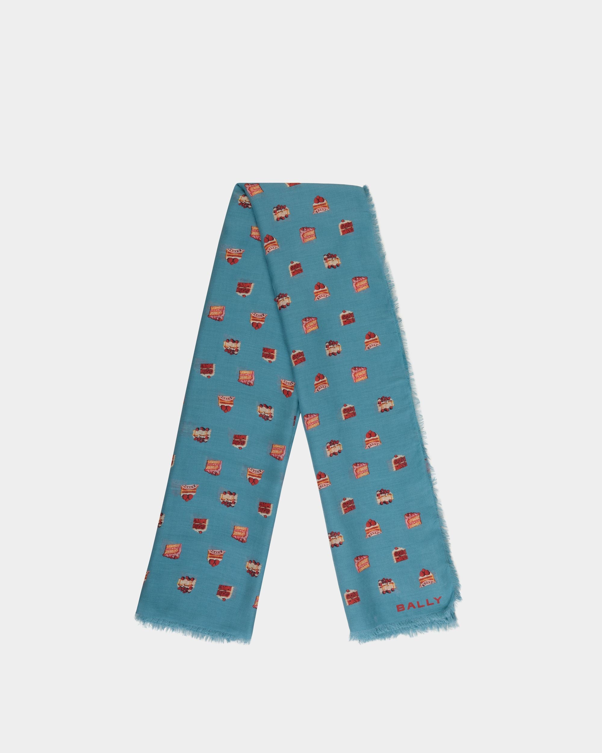 Écharpe Avec Imprimé Bally Cake En Modal Et Cachemire Medium Blue - Femme - Bally - 01