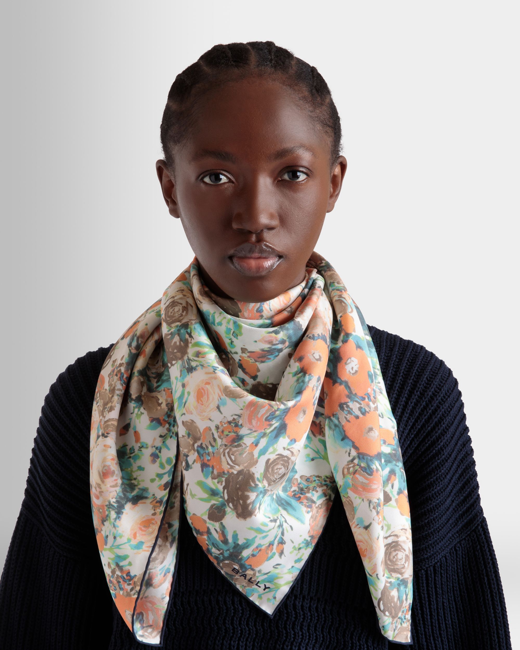 Écharpe En Soie Avec Imprimé Rosengarten Multicolore - Femme - Bally - 02