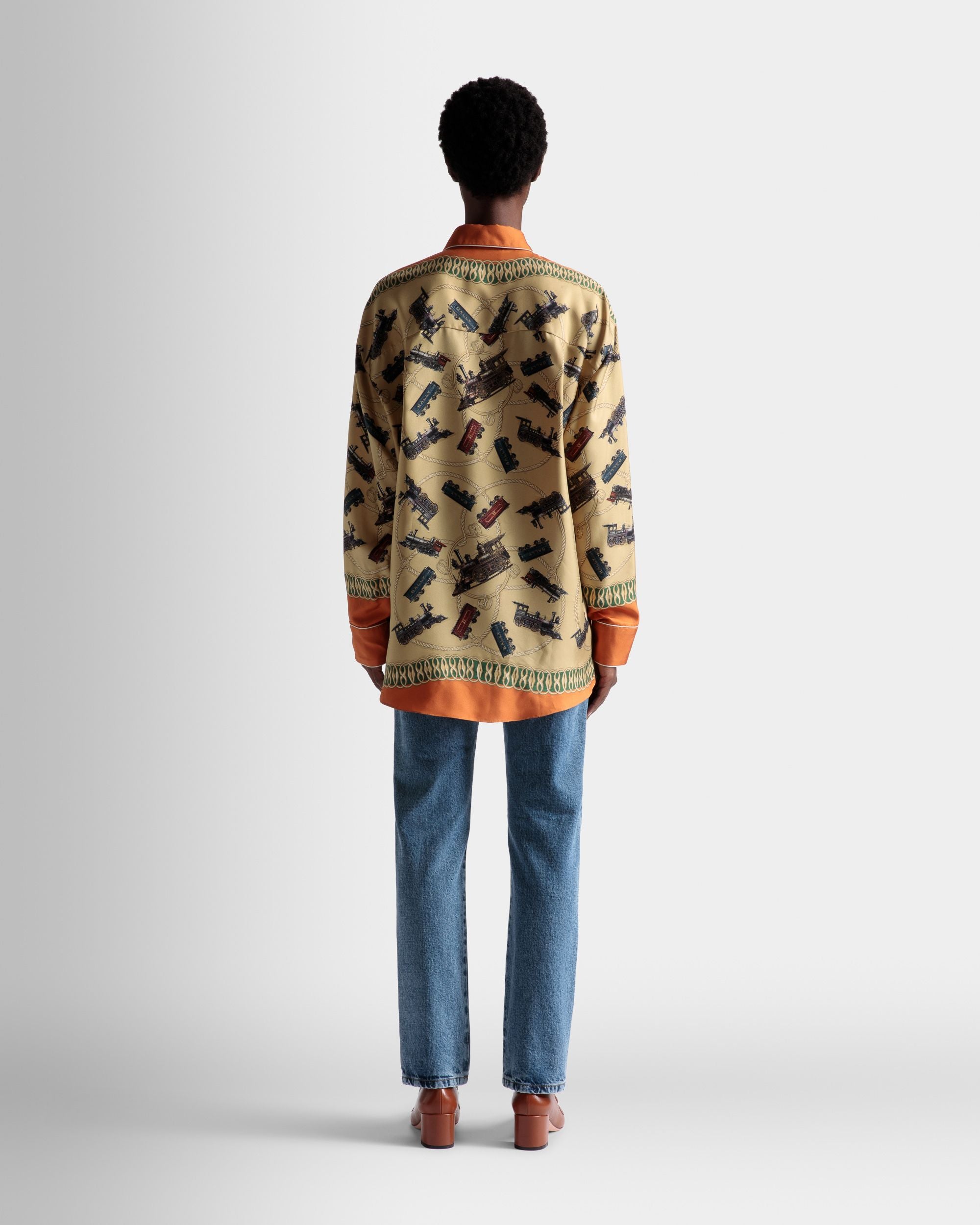 Train Print Shirt In Multicolor Silk - Women's - Bally - 06