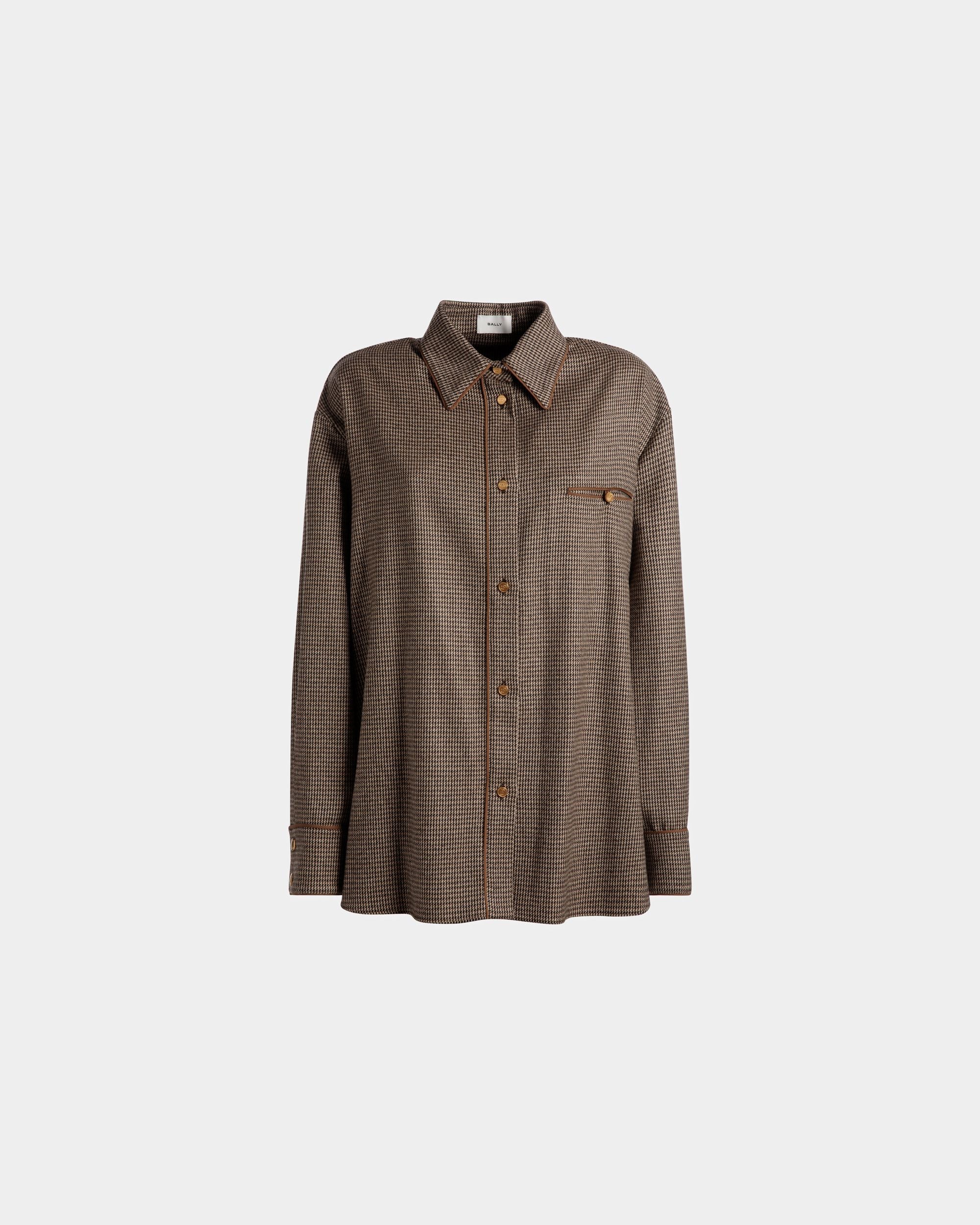 Chemise Dogtooth En Laine couleur désert - Femme - Bally - 01