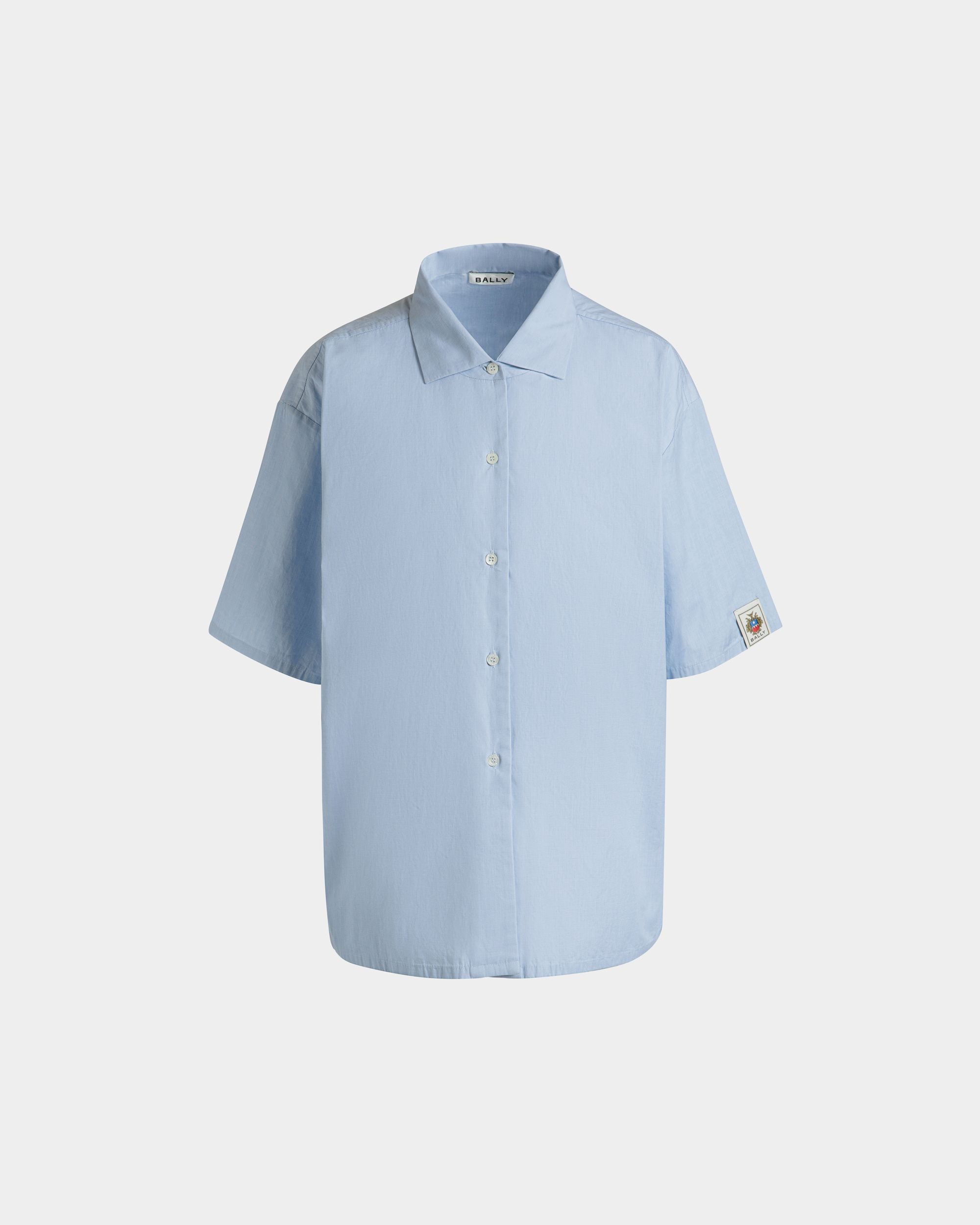 Oversized Shirt in Light Blue Cotton - Women's - Bally - 01