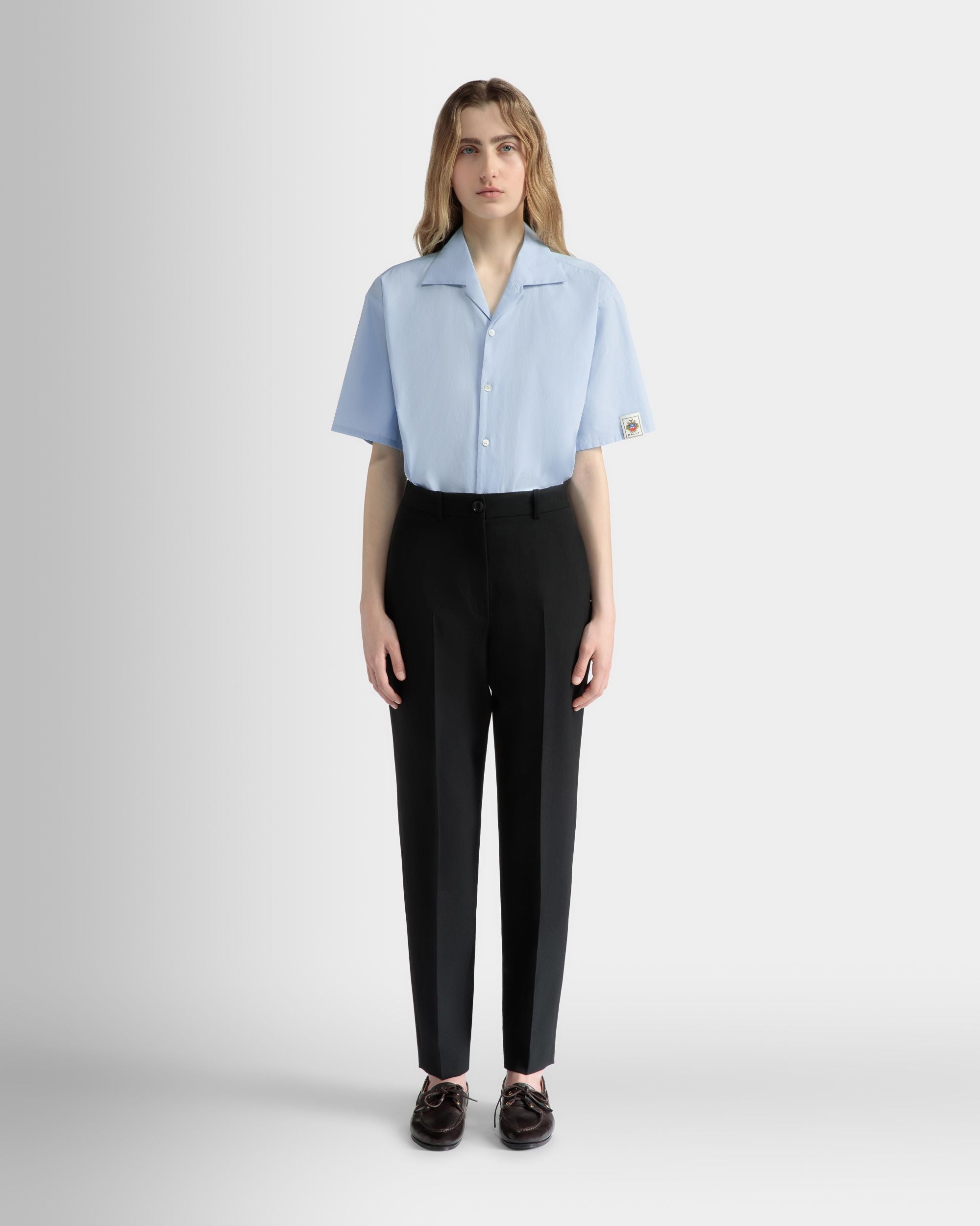 Oversized Shirt in Light Blue Cotton - Women's - Bally - 02