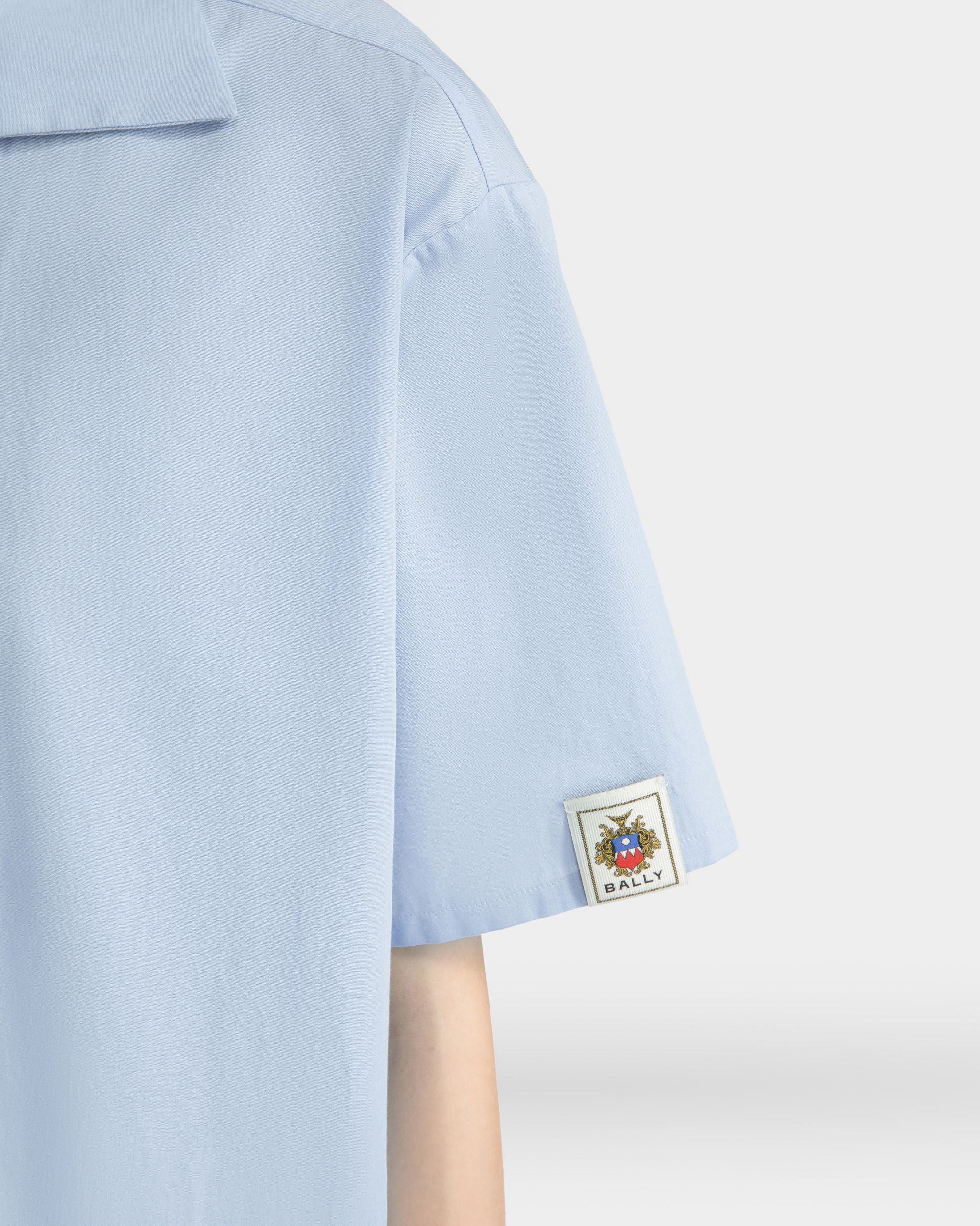 Oversized Shirt in Light Blue Cotton - Women's - Bally - 04