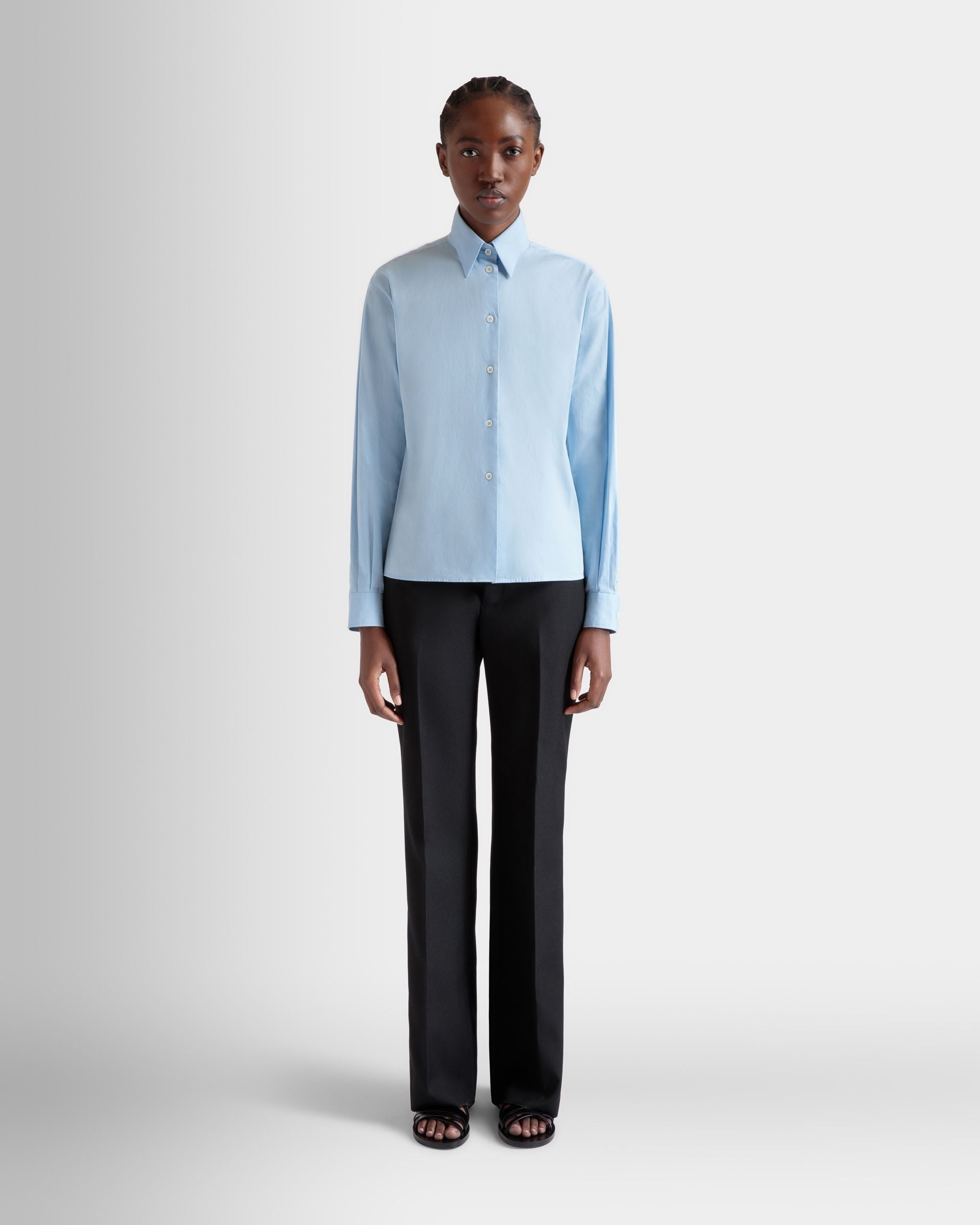 Langärmeliges Hemd Aus Baumwolle In Light Blue - Damen - Bally - 02