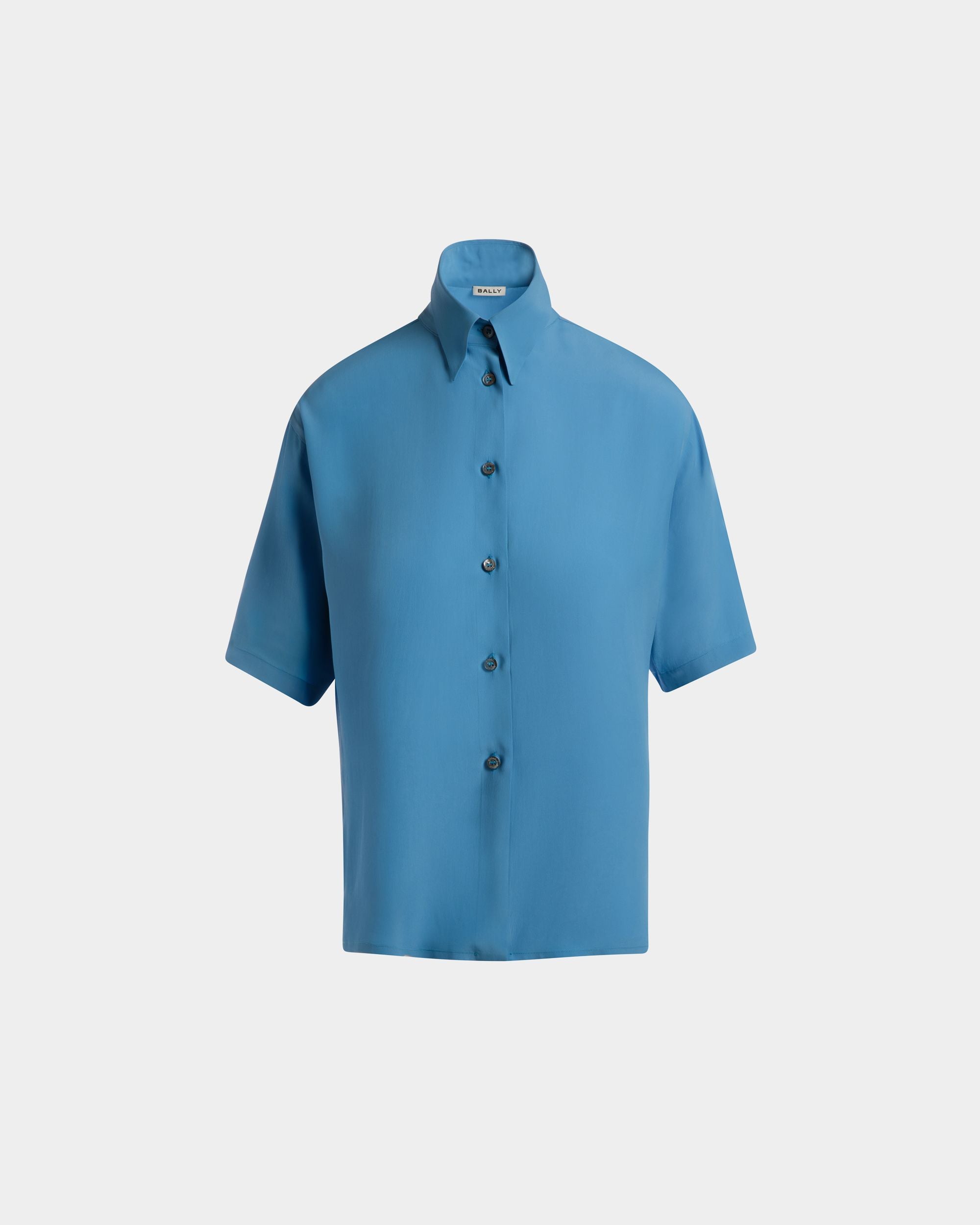 Chemise En Crêpe De Chine Medium Blue - Femme - Bally - 01
